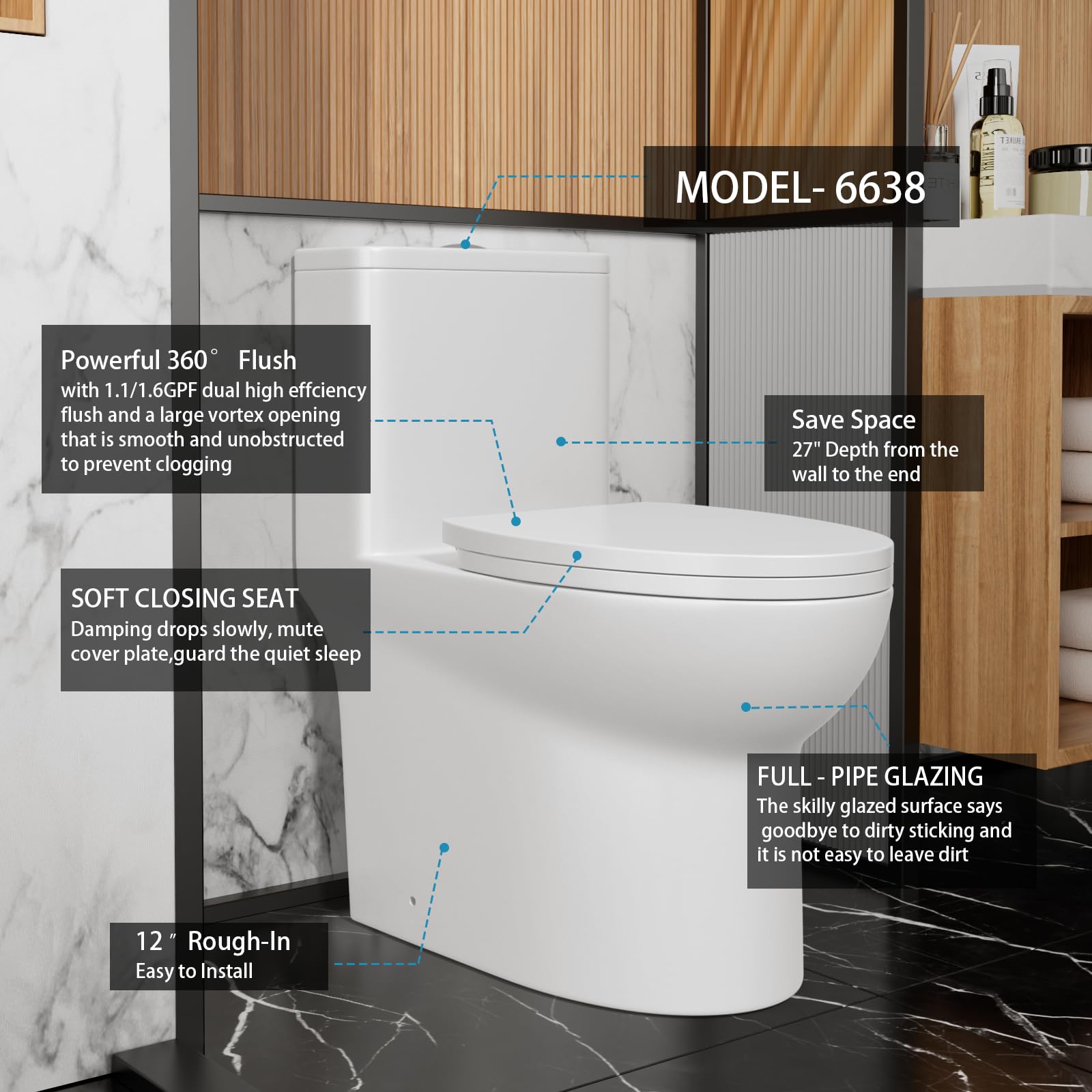 Dual Flush Elongated One Piece Toilet - 12