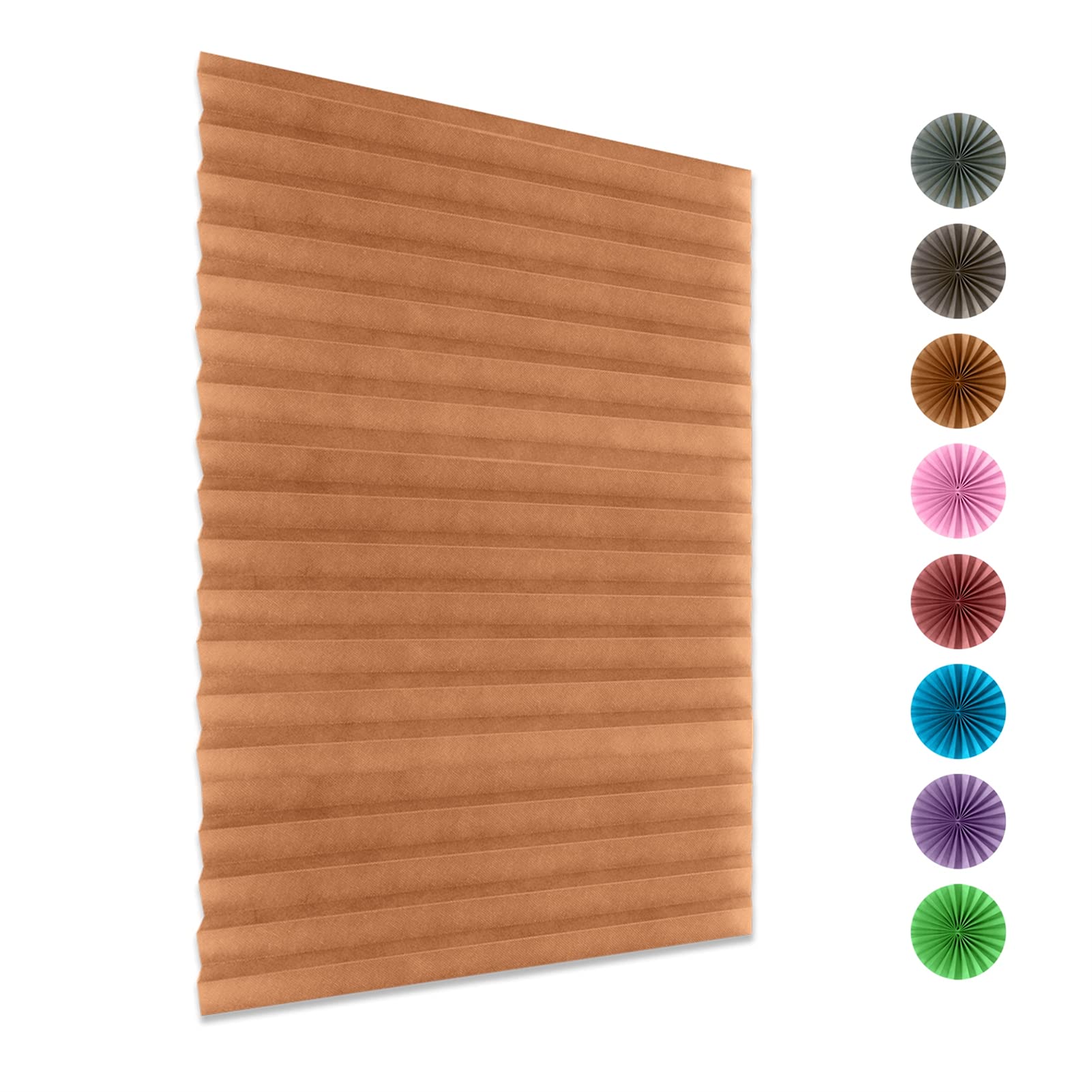 Light Filtering Pleated Paper Window Shades - Easy Cut & Install Temporary Blinds with Clips - 60x150cm/23.6