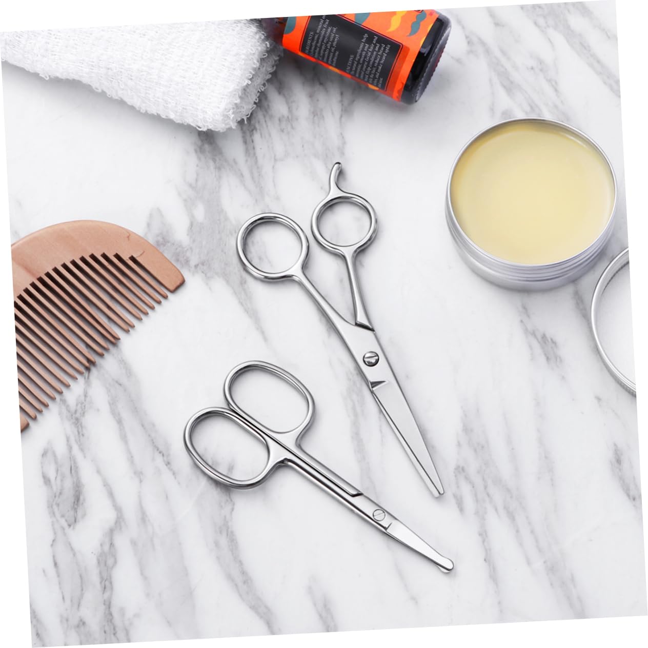 6-Piece Professional Facial Hair Scissors Set - Curved & Straight Eyebrow, Nose & Beard Trimming Scissors with Rounded Tips - Multi-Use Grooming Kit for Men & Women (Silver) - Perfect for Eyebrow Shaping, Beard Trimming & Nose Hair Care