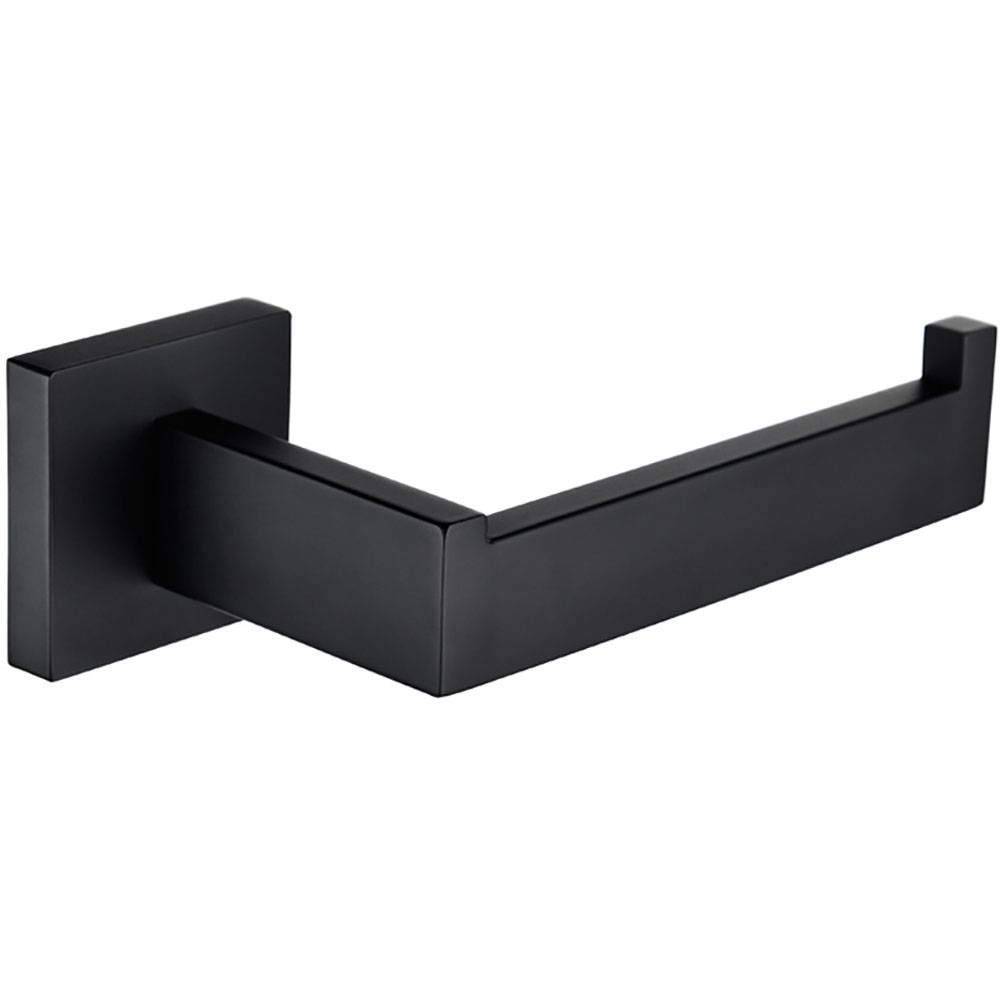 QIAOBS Black Stainless Steel Toilet Paper Holder Stand - No Drill Bathroom Tissue Roll Organizer & Towel Hanger | Space-Saving Design for Modern Toilets, Powder Rooms & RVs