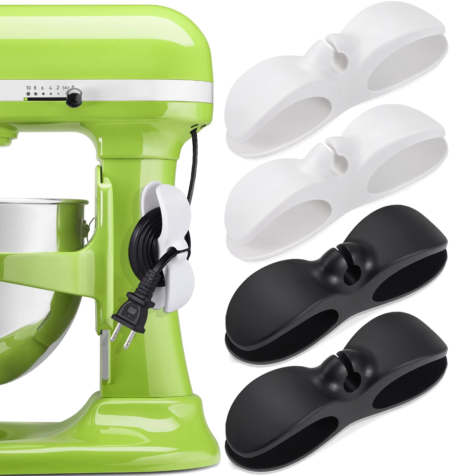 4PCS Cord Organizer for Kitchen Appliances - Cable Winder & Holder for Pressure Cooker, Mixer, Blender, Coffee Maker, Air Fryer - Stick-On Cord Wrapper for Neat Countertop Organization (Perfect for Small Kitchen Spaces)
