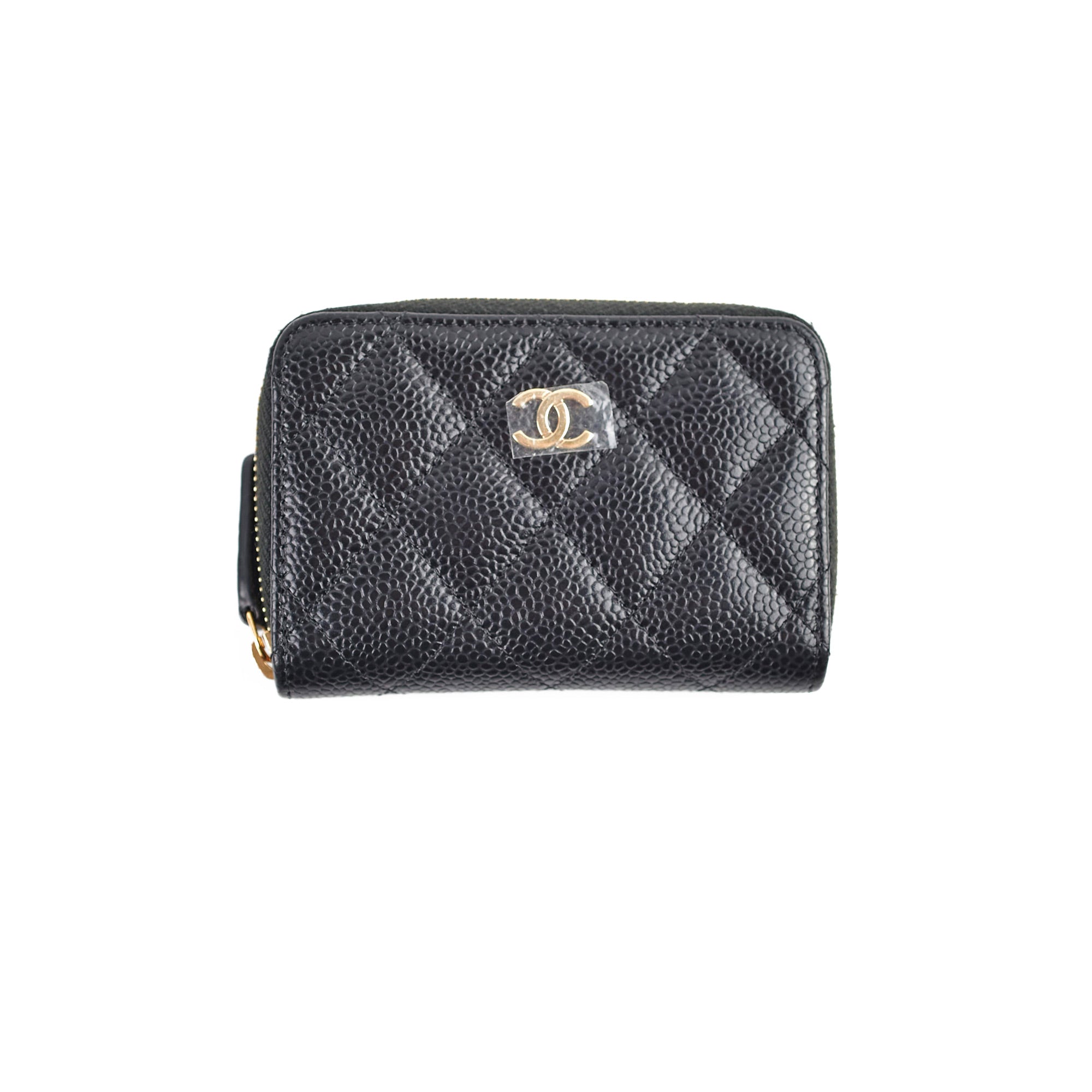Chanel Caviar Leather Zipper Card Holder Wallet for Women - Black Luxury Compact Wallet for Credit Cards & Cash - Perfect for Everyday Use, Travel & Gifting