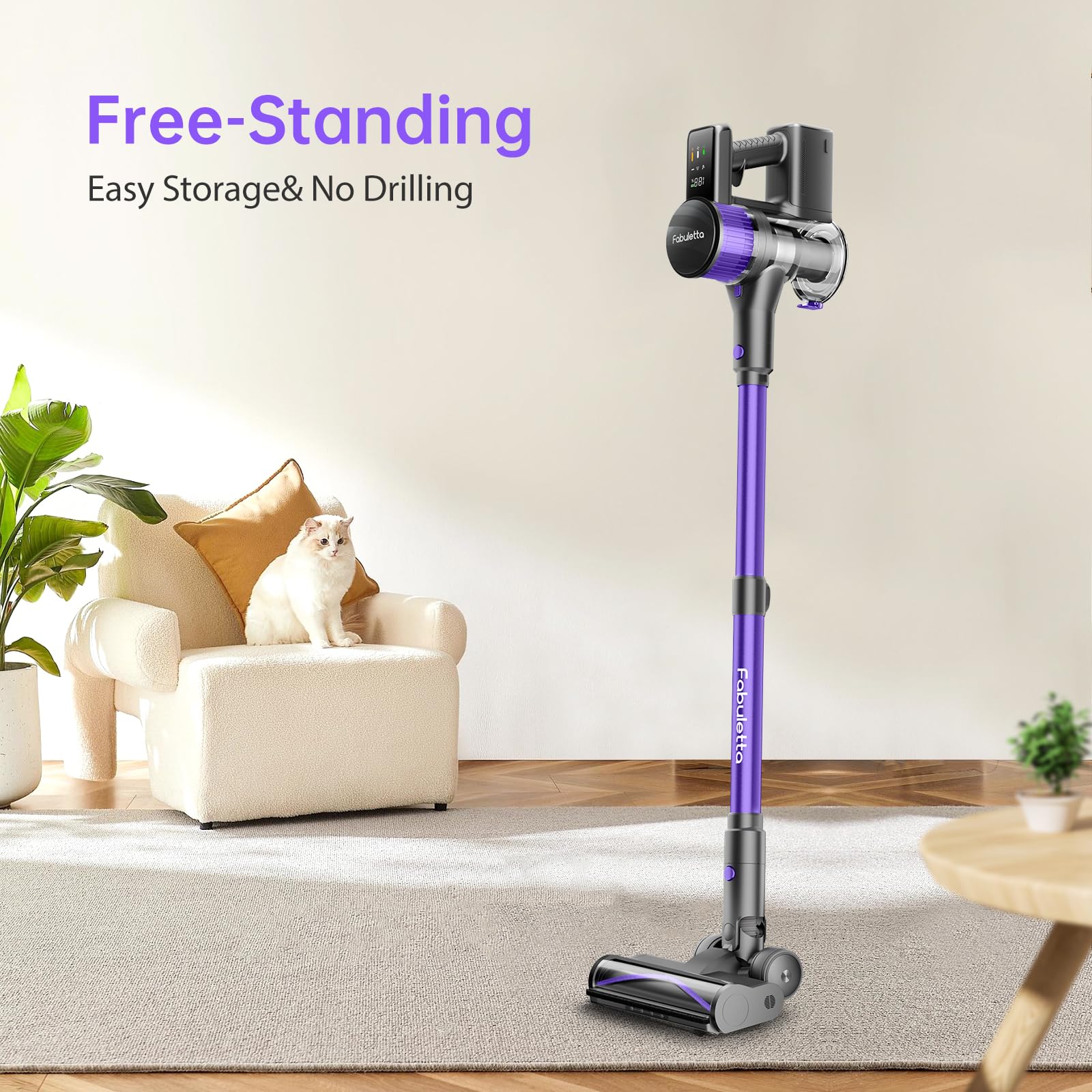 FABULETTA 38Kpa Cordless Vacuum Cleaner - 6-in-1 Lightweight for Pet Hair & Floors