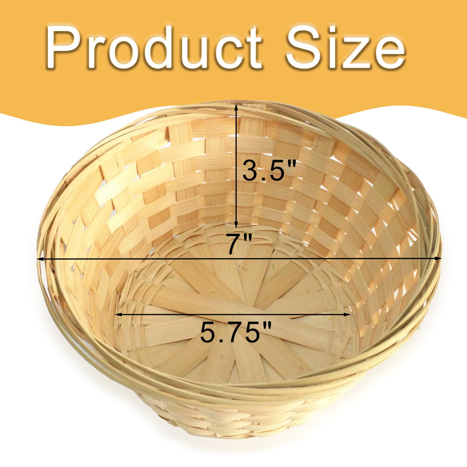 12 Pack 7 Inch Round Bamboo Gift Baskets - Handwoven Bread & Fruit Serving Baskets for Kitchen, Restaurant Display, Party Decor - Perfect for Weddings, Picnics & Home Organization