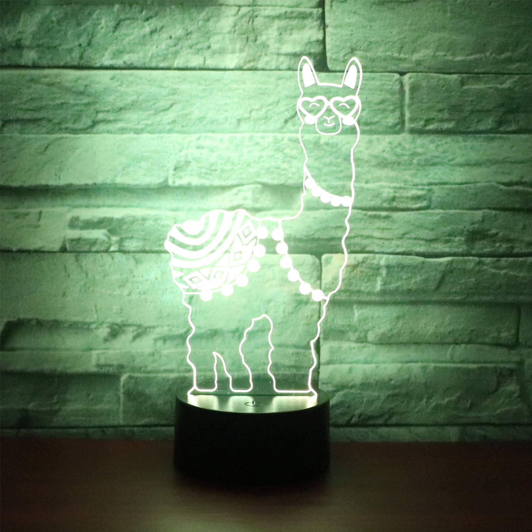 3D Optical Illusion Llama Night Light - 7 Color Changing Touch Control LED Desk Lamp for Kids Room, Bedroom & Nursery | Perfect Gift for Christmas, Birthday, Valentine's Day | Creates Cozy Ambiance for Reading, Relaxing & Sleep Time