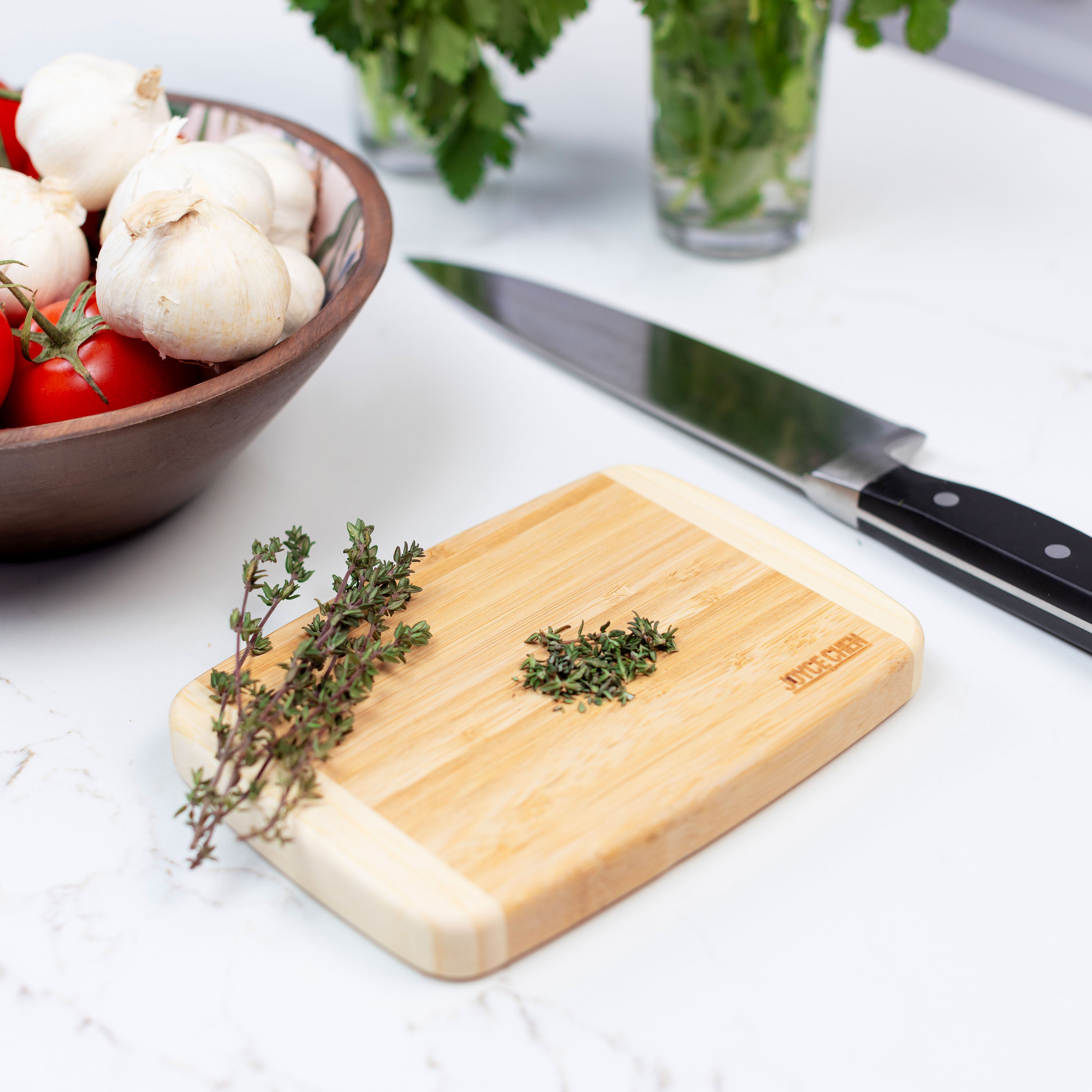 Premium Compact Burnished Bamboo Cutting Board - 5x7 Inches Small Kitchen Chopping Board for Fruits, Vegetables & Cheese - Perfect for RV, Camping & Small Spaces