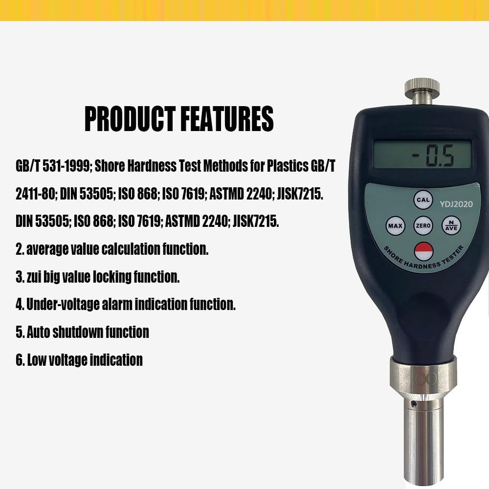 Digital Shore OO Hardness Tester Durometer - 10-90HOO Range for Soft Rubber & Elastic Materials | Portable Rubber Hardness Sclerometer for Quality Control, Manufacturing & Material Testing
