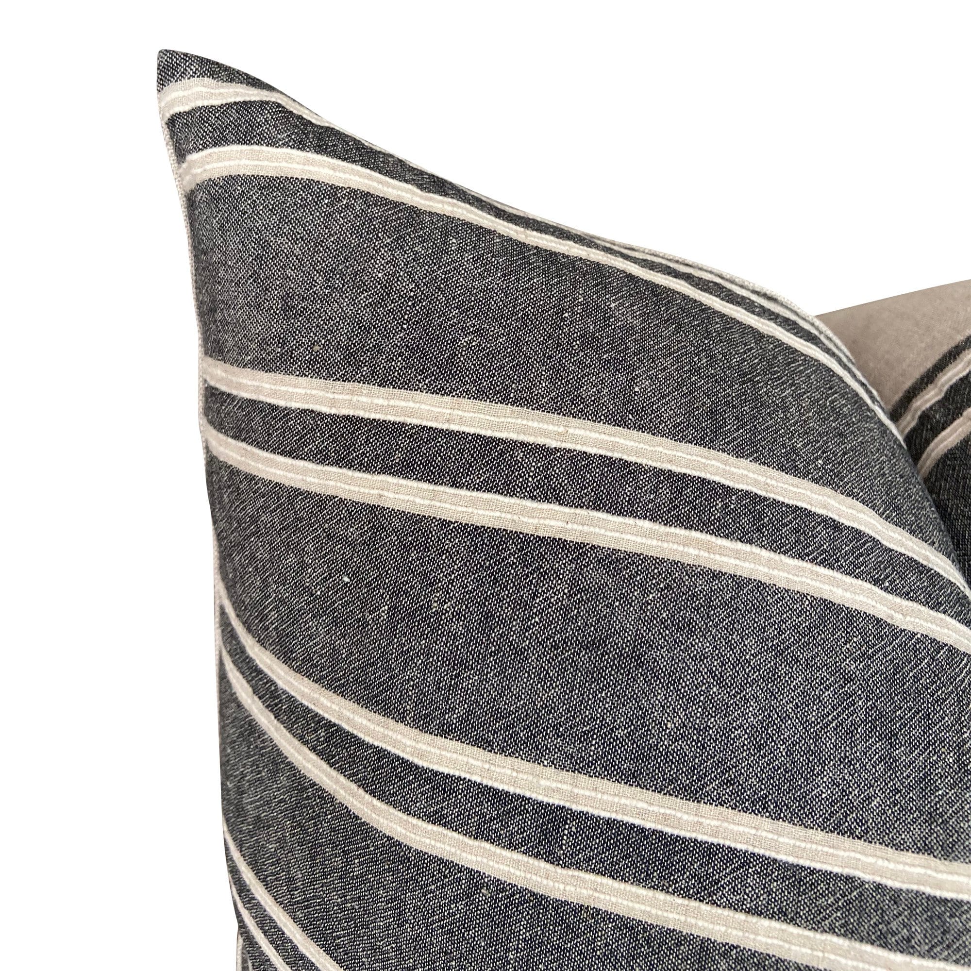 Chiang Mai Native Cotton Charcoal Stripe Dixon Pillow Cover - Ready to Ship | Handmade Thai Home Decor for Living Room, Bedroom & Sofa