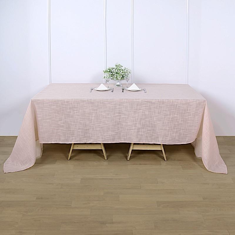 90x132 Inch Rectangular Premium Faux Burlap Polyester Tablecloth - Washable & Wrinkle-Resistant for Dining Tables, Parties, and Home Decor