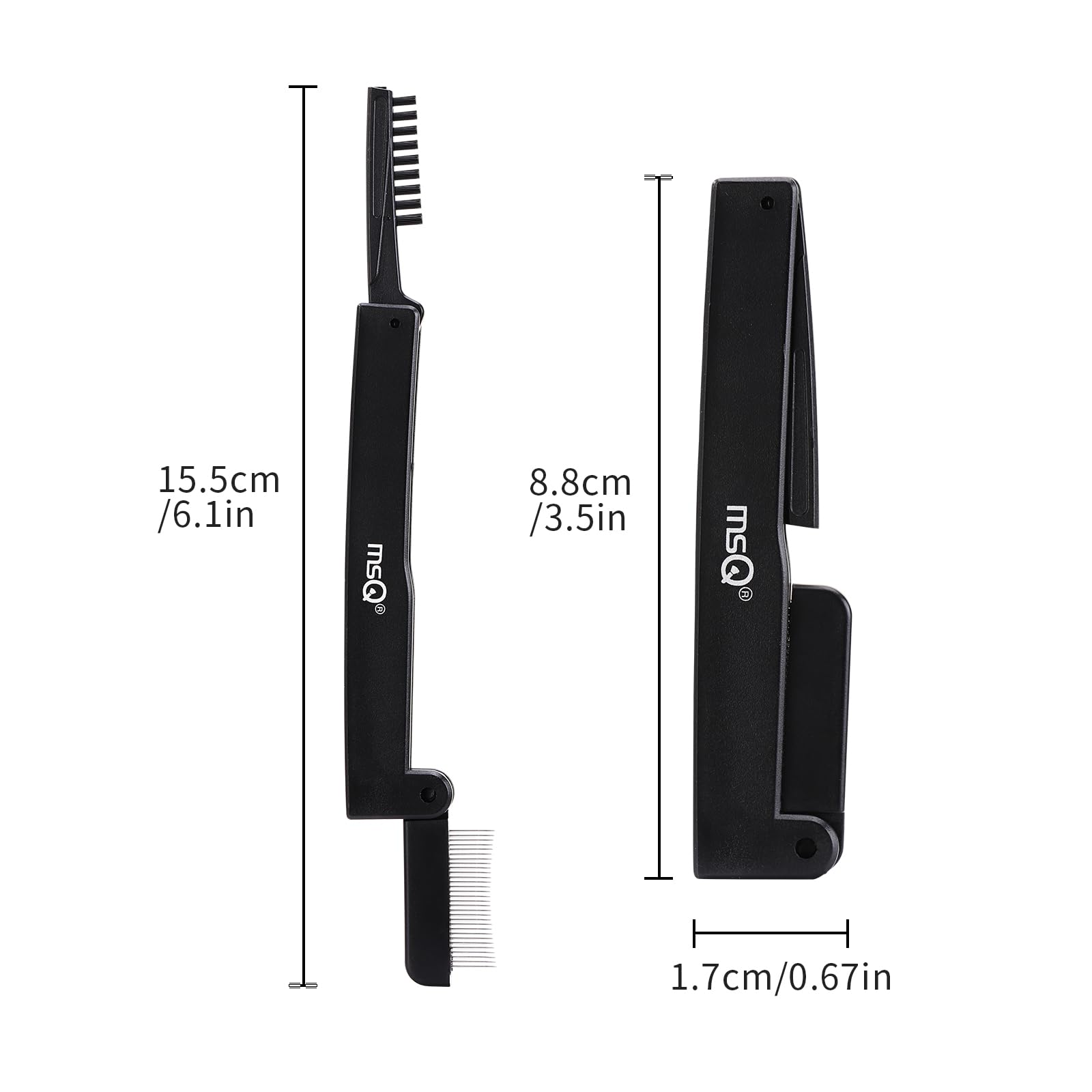 MSQ Eyelash Comb & Brow Brush - Foldable Eyelash Separator, Mascara Applicator, Eyebrow & Lash Definer - Perfect for Makeup Application, Grooming, and Styling at Home or Salon