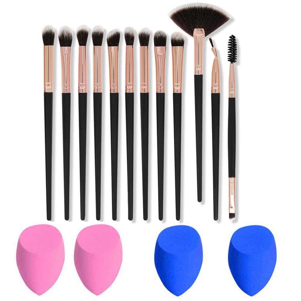 Professional 16-Piece Eye Makeup Brush Set with Sponge - Natural Hair Bristles for Eyeshadow, Eyeliner, Blending & Defining | Perfect for Daily Makeup, Bridal Looks & Professional Makeup Artists