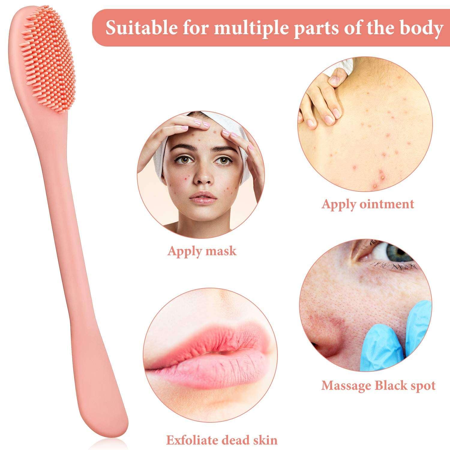 SMARZEC Silicone Face Mask Brush Applicator - Soft Facial Cleansing Brush for Cream, Mud, Clay & Body Lotion | Gentle Makeup Remover & Skin Care Tool for Spa, Home & Travel Beauty Routine