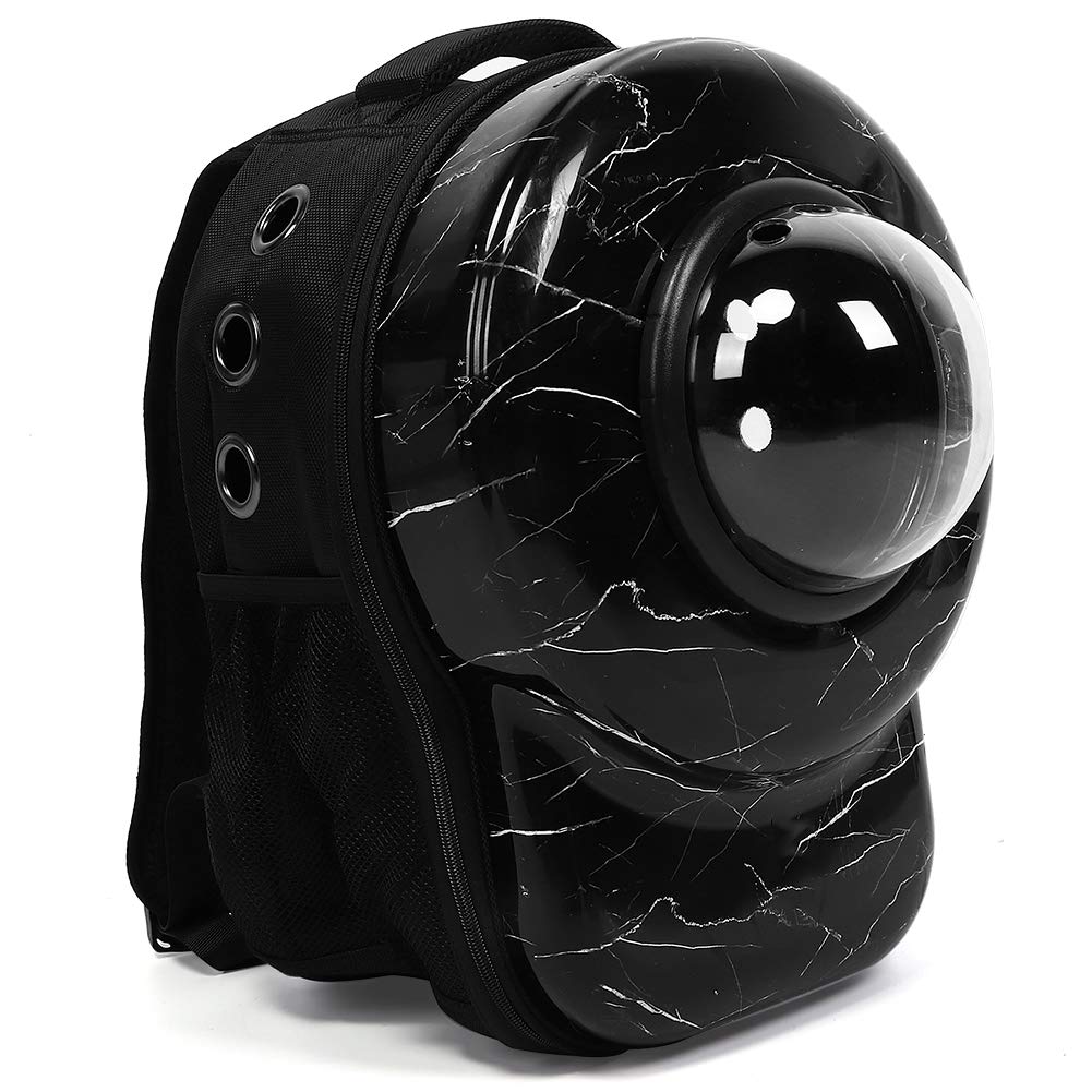 Wene Dog Backpack with Breathable Mesh - Portable Pet Carrier Bubble Backpack for Cats & Dogs (Black Stone Pattern) - Perfect for Travel, Hiking & Outdoor Adventures