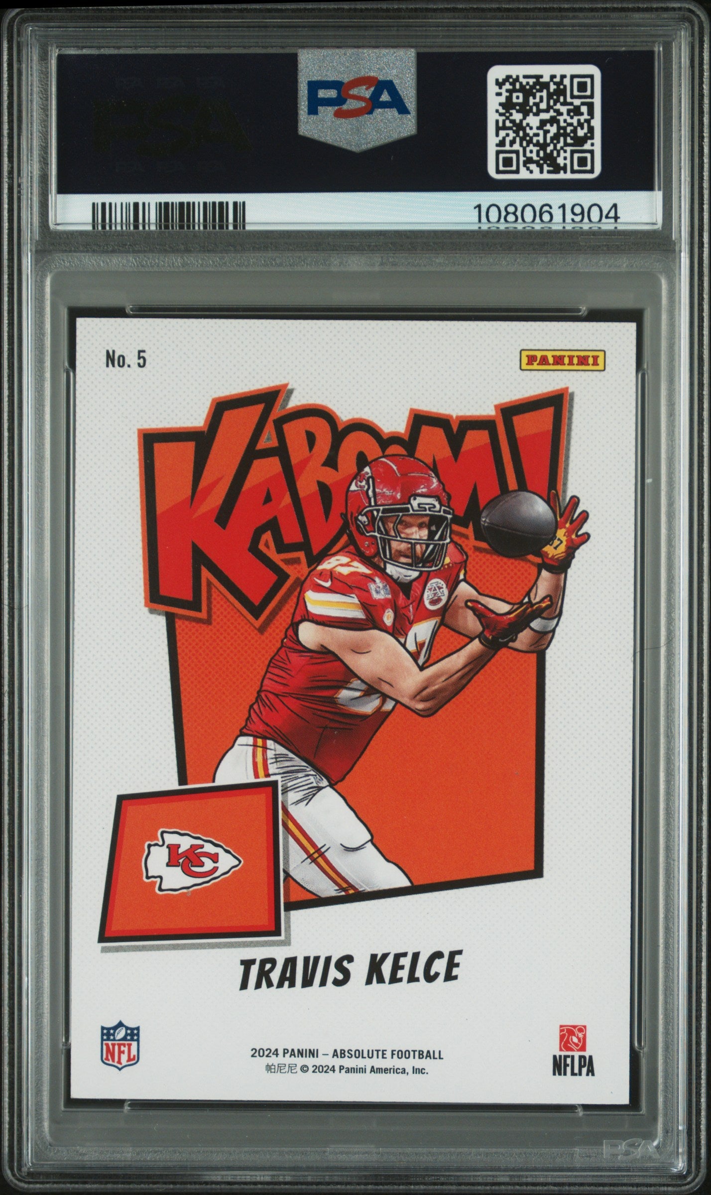 2024 Panini Absolute Kaboom! Travis Kelce #5 PSA 10 Graded Football Card - Perfect for NFL Collectors & Fantasy Football Fans - Great for Display, Trading, and Investment