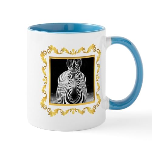 White/Blue Inside - Zebra Framed Mugs