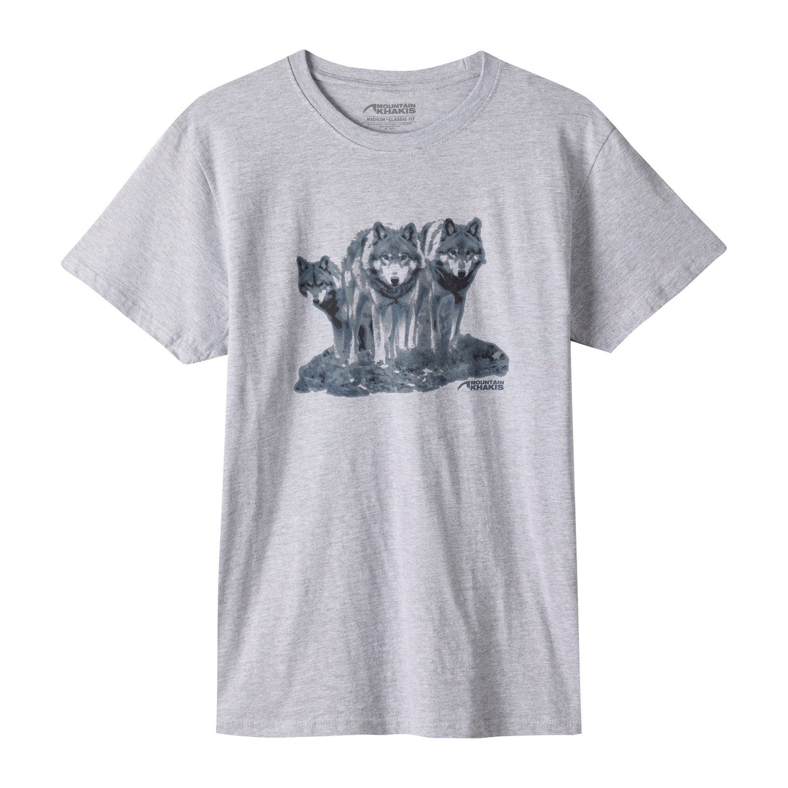 Wolf Graphic Print T-Shirt for Men - Soft Heather Gray Cotton Tee - Casual Streetwear for Outdoor Adventures and Everyday Wear