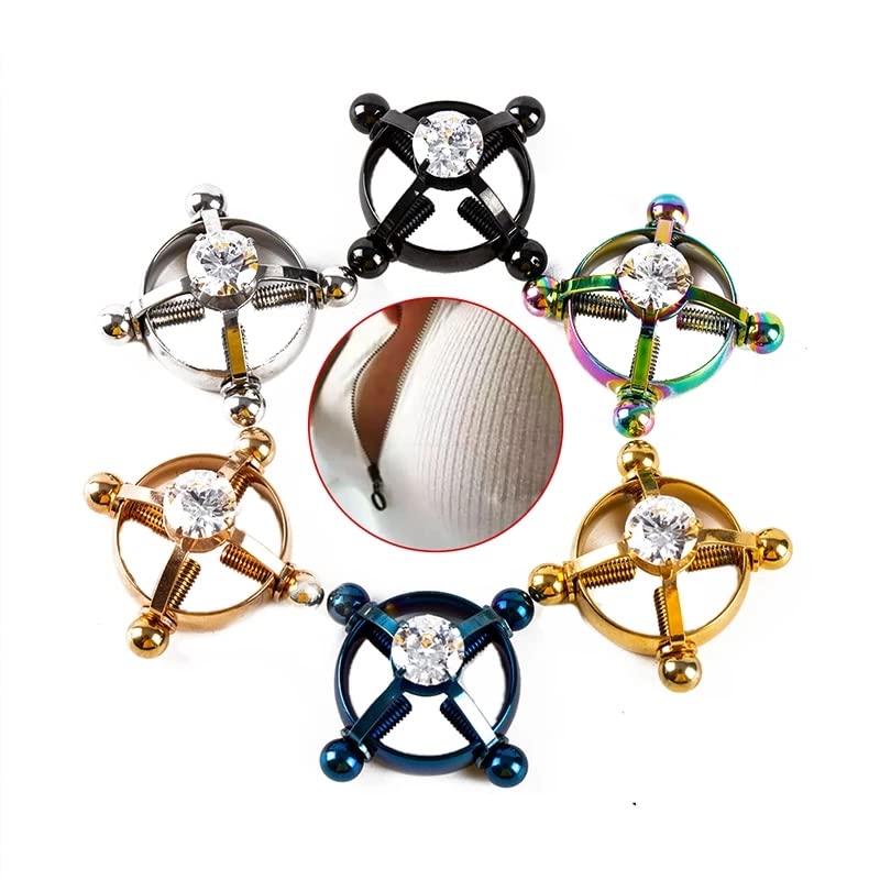 2pcs Fake Nipple Rings for Women - Surgical Steel Body Jewelry with Cubic Zirconia, Shield Barbell Bar Piercing - Perfect for Parties, Cosplay & Everyday Wear