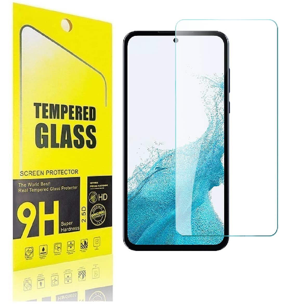 Samsung Galaxy A54 5G Case (SM-A546) - Hybrid Tempered Glass & Metal Brush Protective Cover with Bonus Stand (Blue) | Shockproof, Scratch Resistant | Perfect for Work, Travel & Daily Use