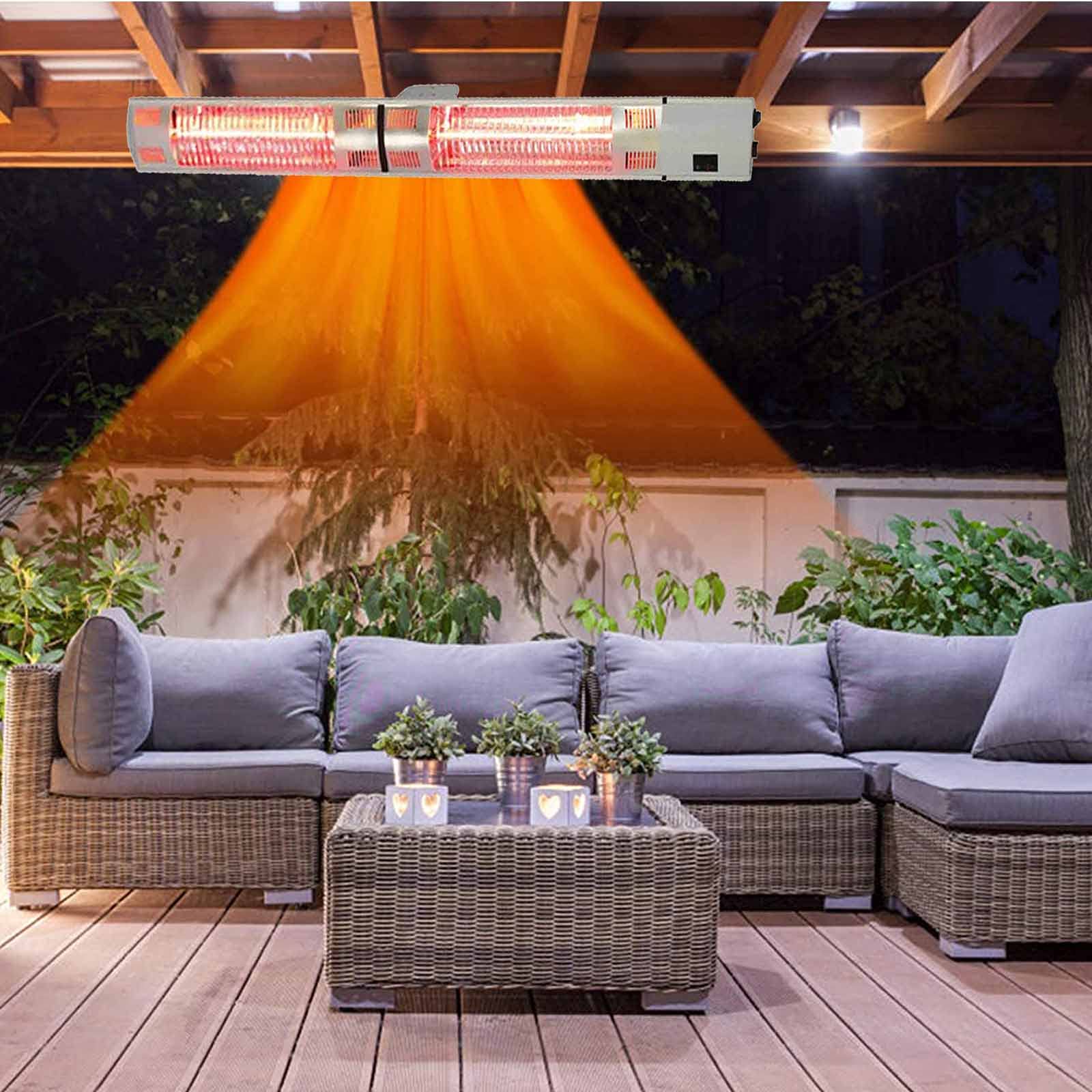 BKWJ 3000W Electric Patio Heater with Remote Control - Wall Mounted Infrared Outdoor Heater, Adjustable Power & Waterproof Design - Perfect for Backyard, Garage, Deck, and Patio Heating