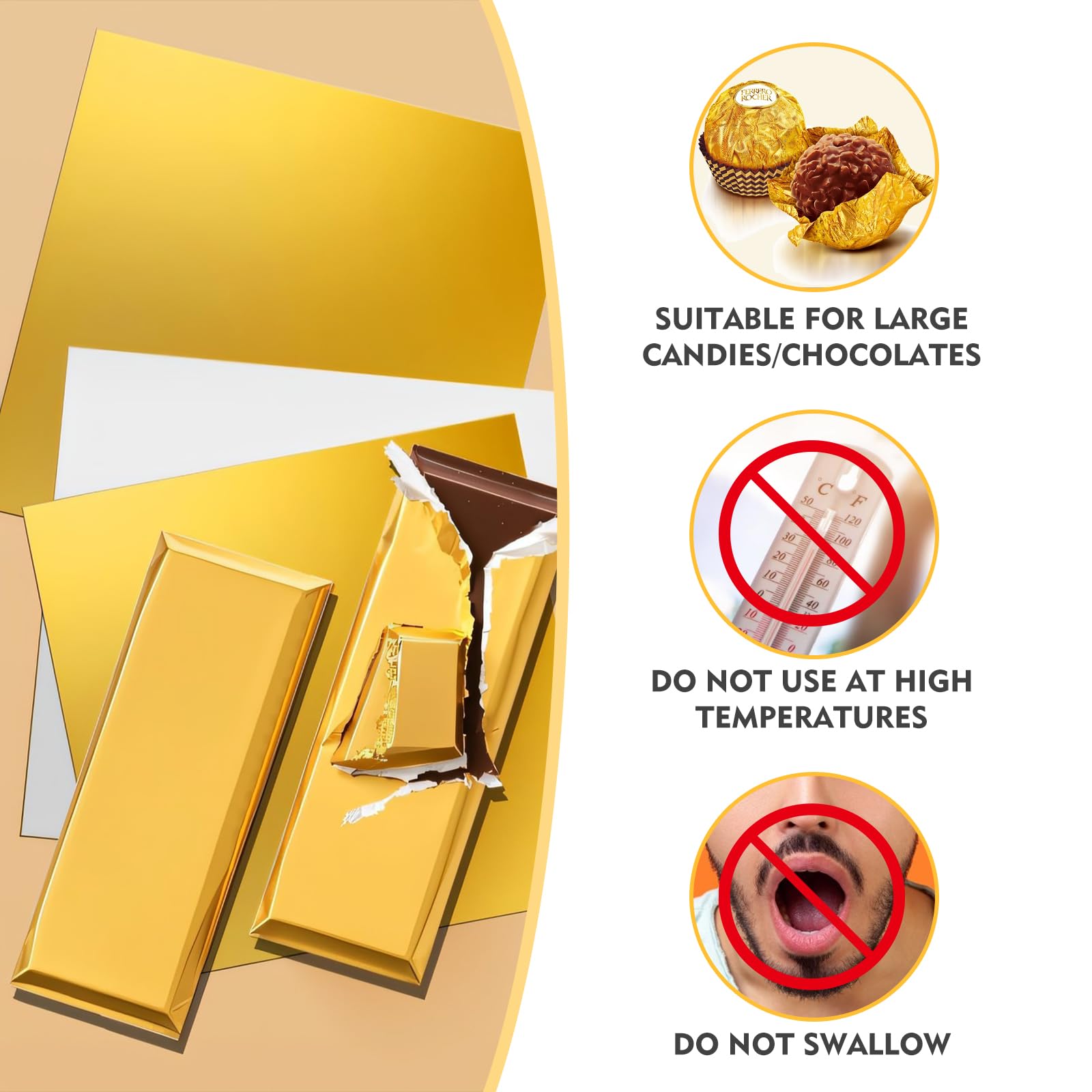 120Pcs Gold Chocolate Candy Wrappers, 6