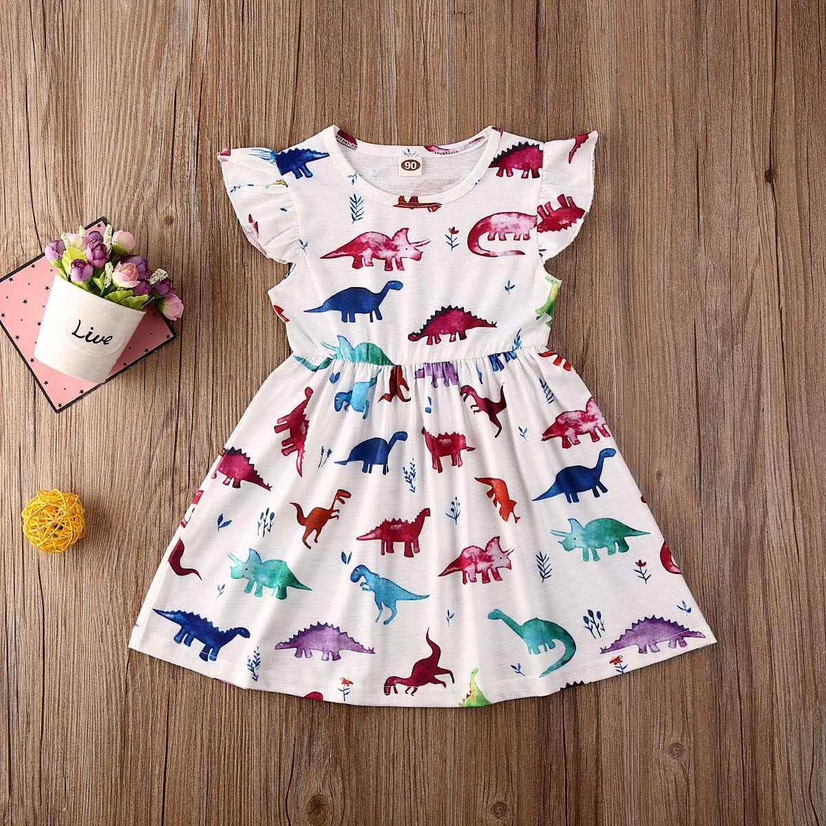 Rainbow Striped Ruffle Sleeve A-Line Sundress for Toddler Girls | Casual Summer Dress for Outdoor Play, Beach & Birthday Parties