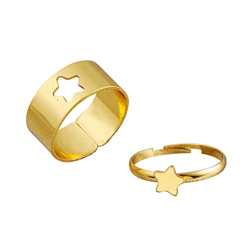 Simple Couple Rings Set - Fashionable Matching Wedding Bands for Him & Her - Sterling Silver or Gold Plated Promise Rings - Perfect for Anniversaries, Engagements & Romantic Gifts (One Size)