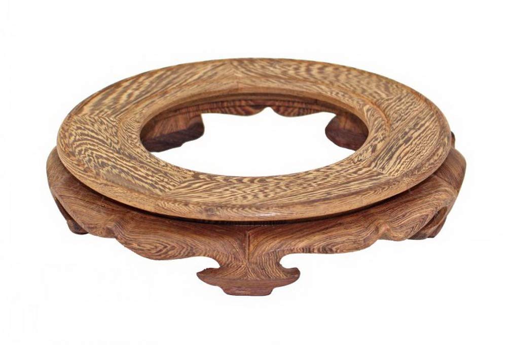 GOLDY&WENDY Asian Wooden Vase Stand with Crystal Ball - Handcrafted Solid Wood Display Stand for Collectibles, Plants, Home Decor - Perfect for Feng Shui Decor, Living Room Centerpiece & Zen Garden Accent