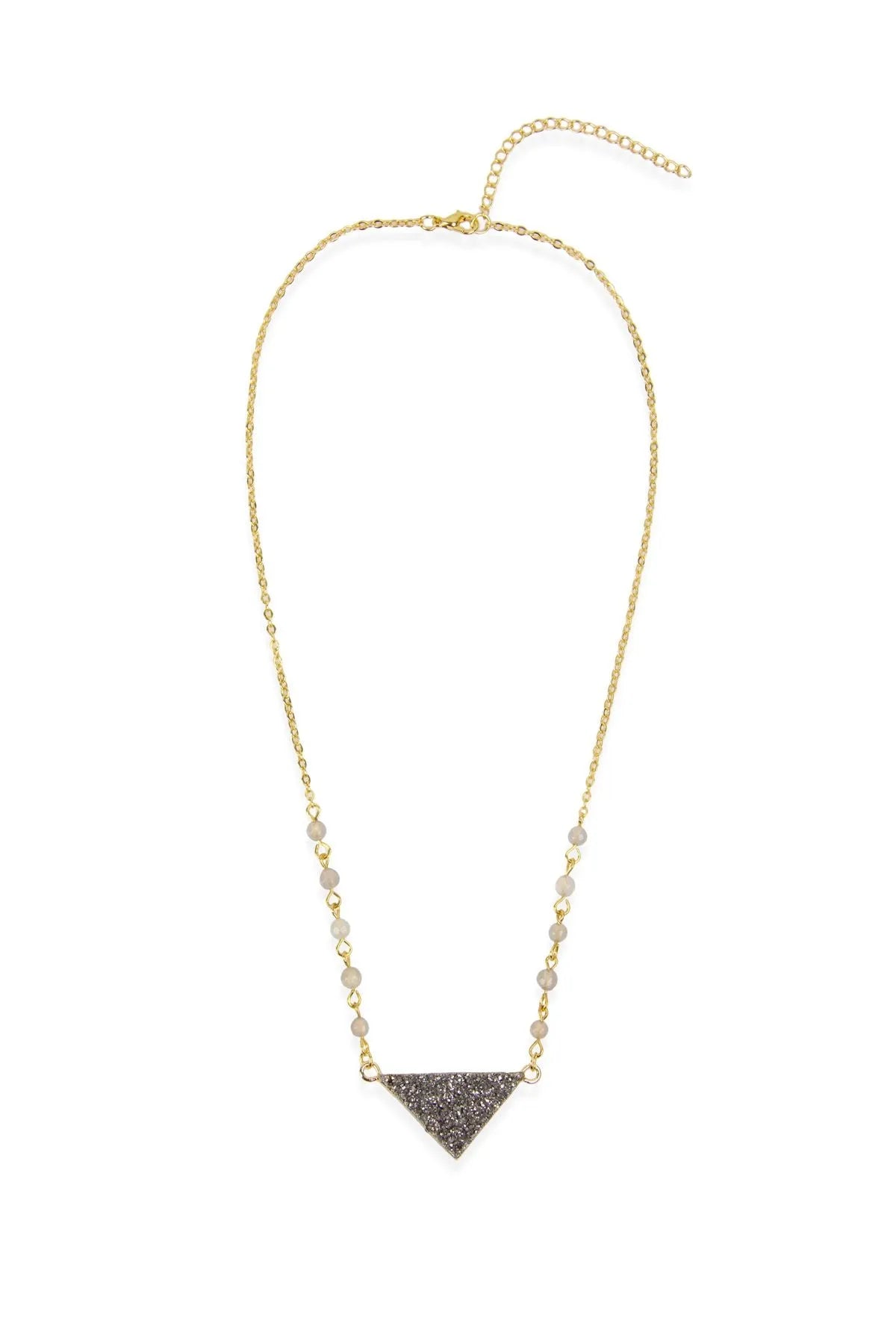 Druzy Triangle Pendant Necklace for Women - Elegant Boho Crystal Jewelry for Everyday Wear & Special Occasions