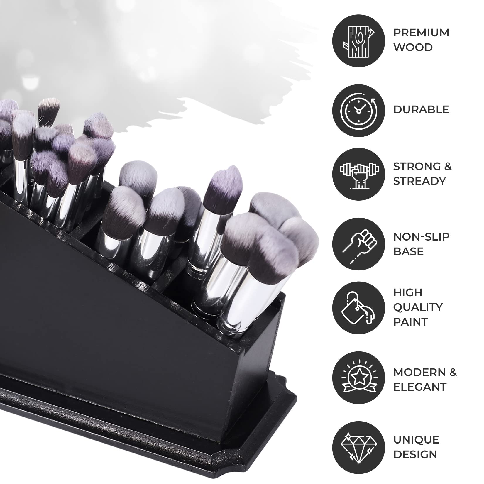 Gothic Wooden Coffin Brush Holder - Halloween Makeup Organizer for Vanity, Bathroom & Bedroom Decor - Spooky Witchy Gift for Women - Black - 11x6x4 Inches - Perfect for Halloween Parties, Gothic Home Decor & Witch-Themed Vanity Setup