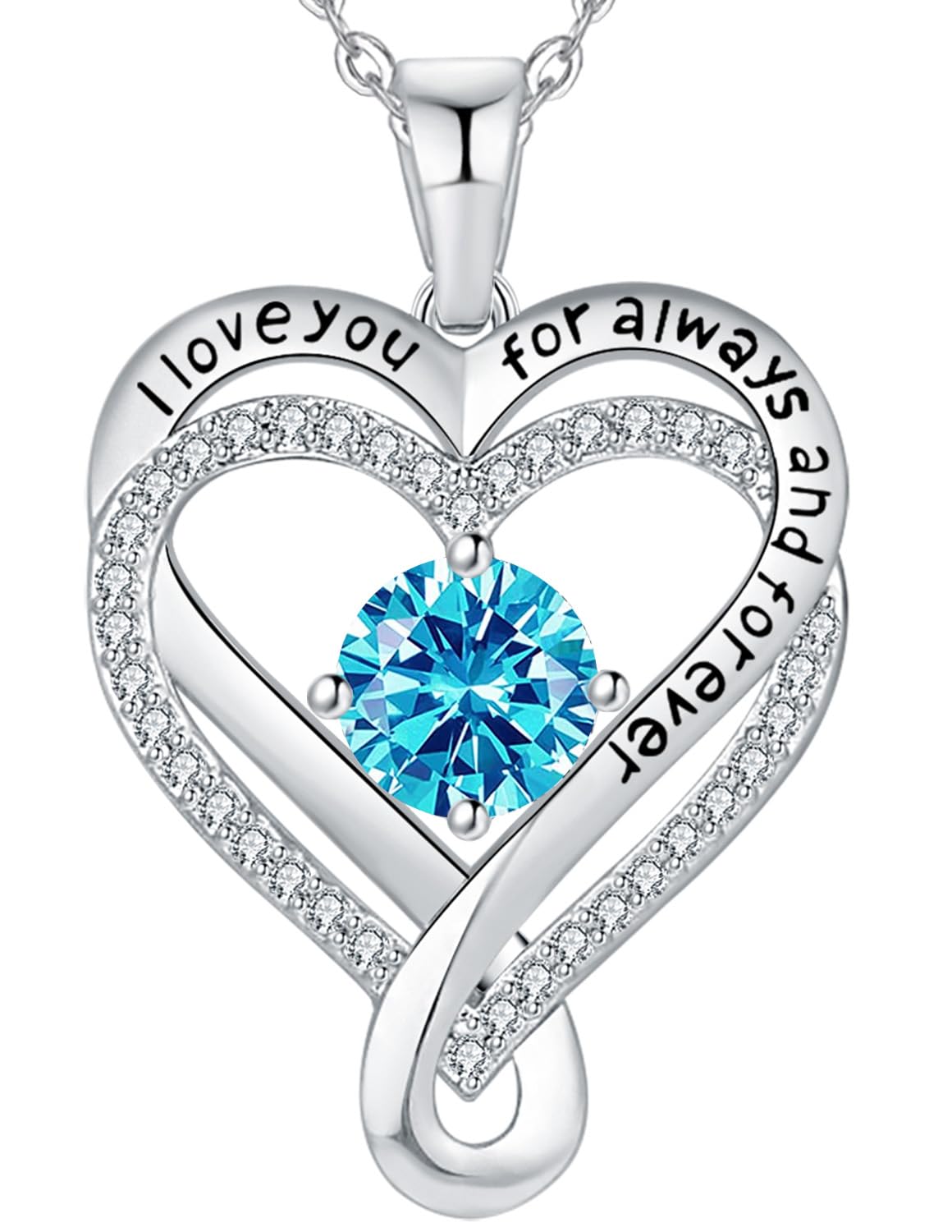 Infinity Heart Birthstone Necklace for Women - S925 Sterling Silver I Love You Jewelry, Anniversary & Birthday Gift for Wife, Girlfriend, Mom, Daughter | Perfect for Valentine's Day, Mother's Day & Romantic Occasions