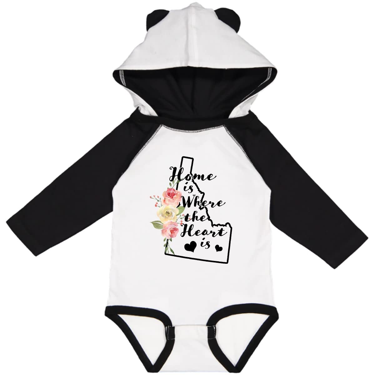 Inktastic Idaho Home is Where The Heart is Watercolor Print Long Sleeve Baby Creeper - Soft Cotton Bodysuit for Infants, Cute Outfit for Family Photos & Everyday Wear