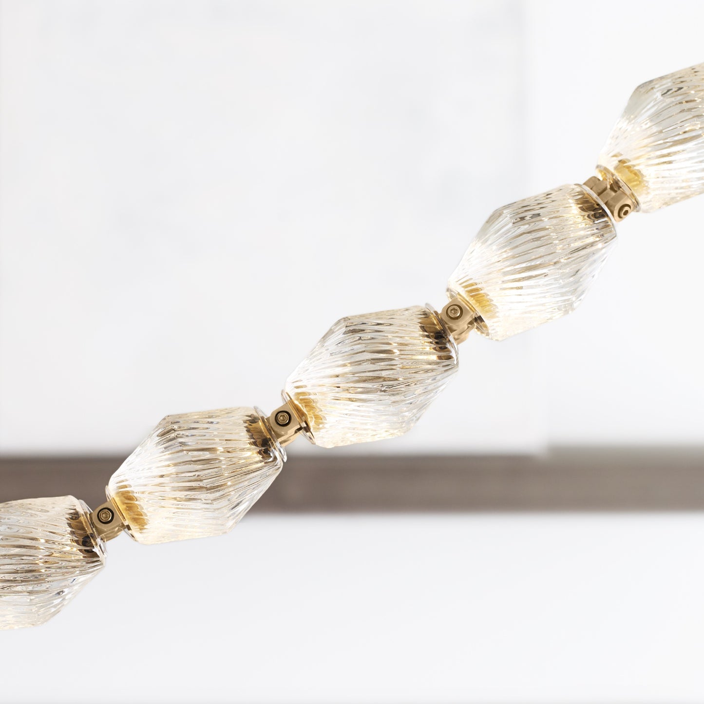 Elegant Glass Chain Chandelier - Modern Crystal Pendant Lighting Fixture for Dining Room, Bedroom, or Living Room Decor
