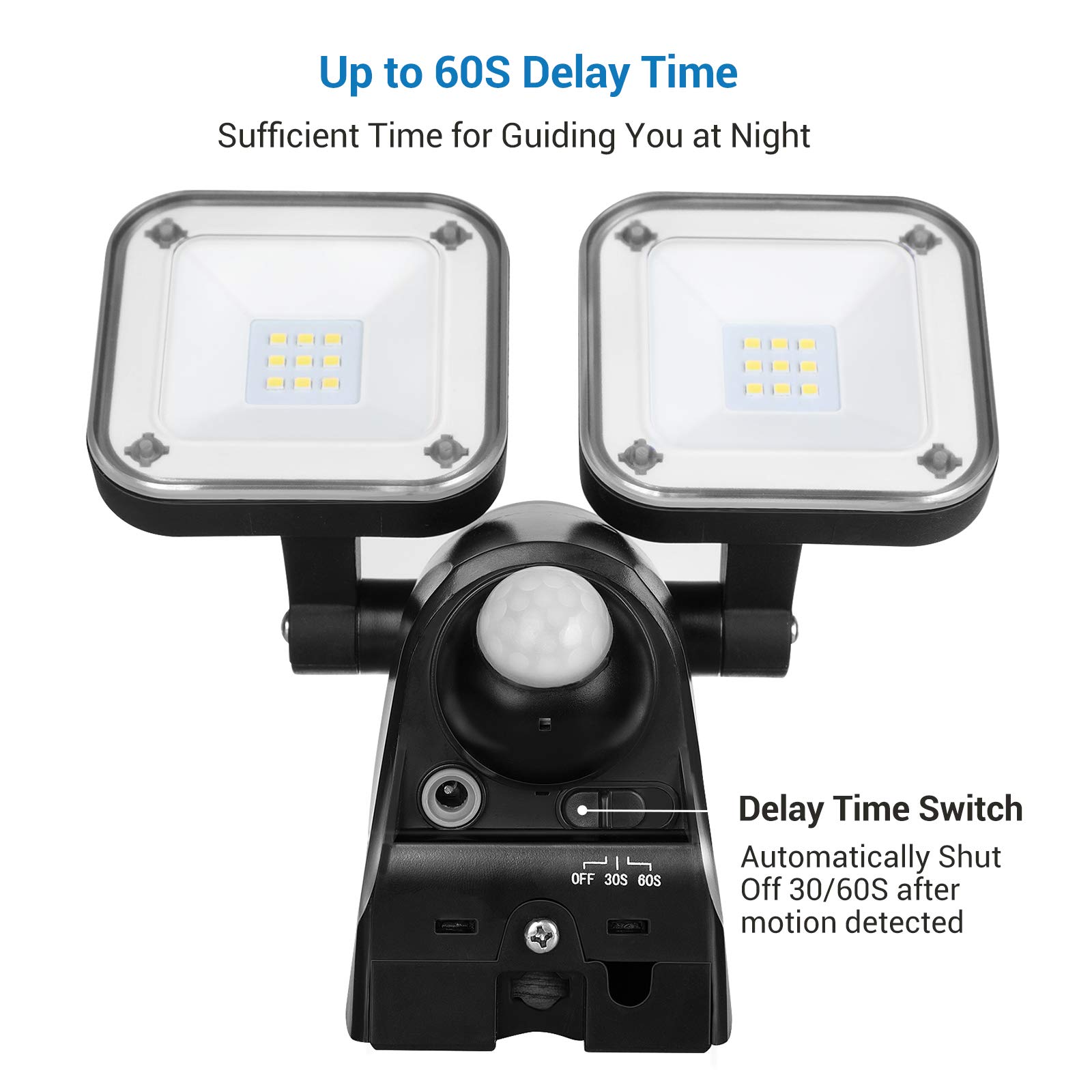 DEWENWILS 800LM Battery Powered LED Flood Light with Motion Sensor - 6000K Super Bright, IP44 Waterproof Wireless Security Light for Outdoor, Yard, Garage, Porch - Ideal for Nighttime Safety & Pathway Lighting