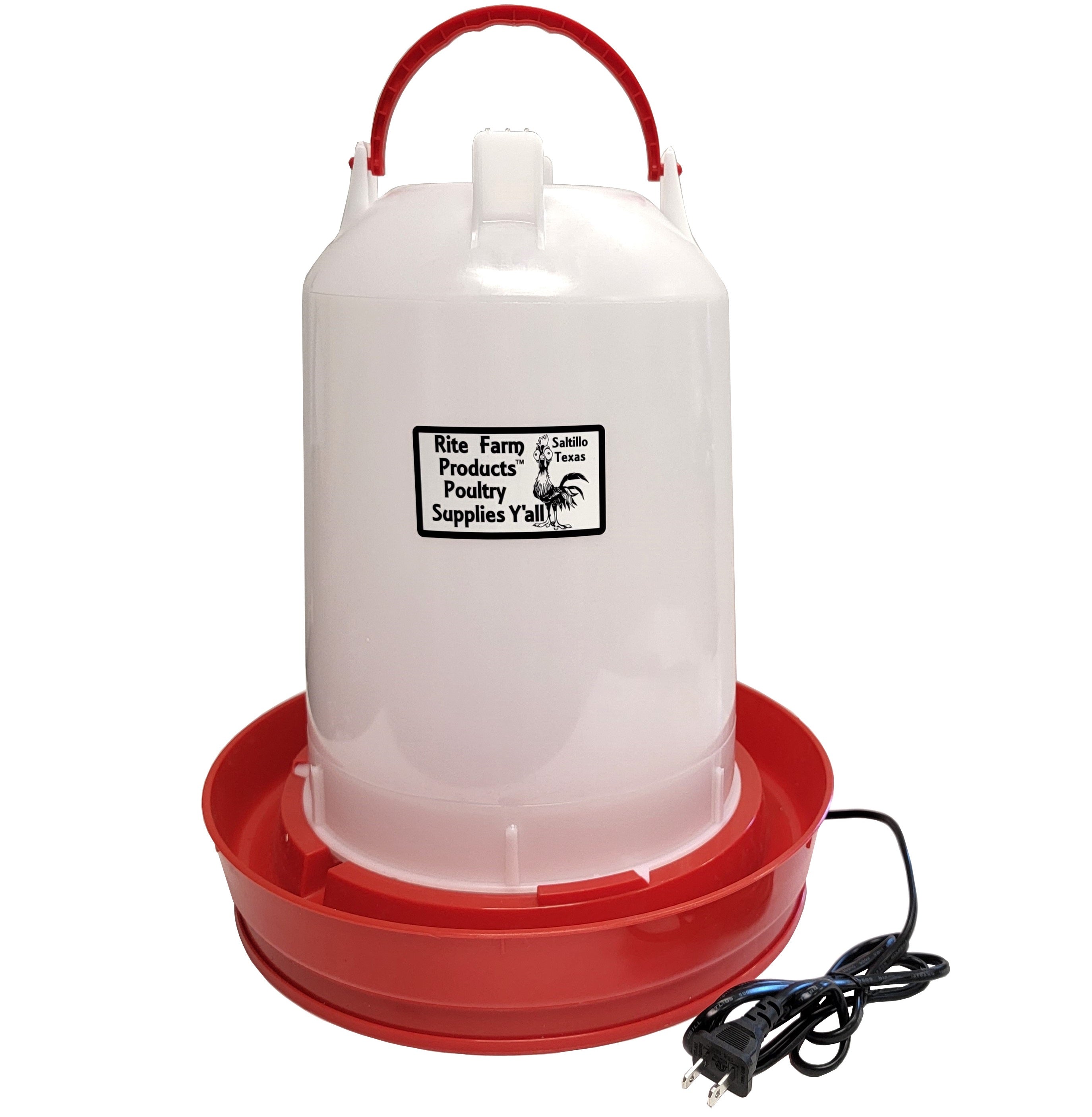 Rite Farm 3.7 Gallon Heated Poultry Waterer for Chickens - Automatic Gravity-Fed Winter Water Dispenser for Coops, Ducks & Small Animals - Perfect for Cold Weather & Outdoor Use