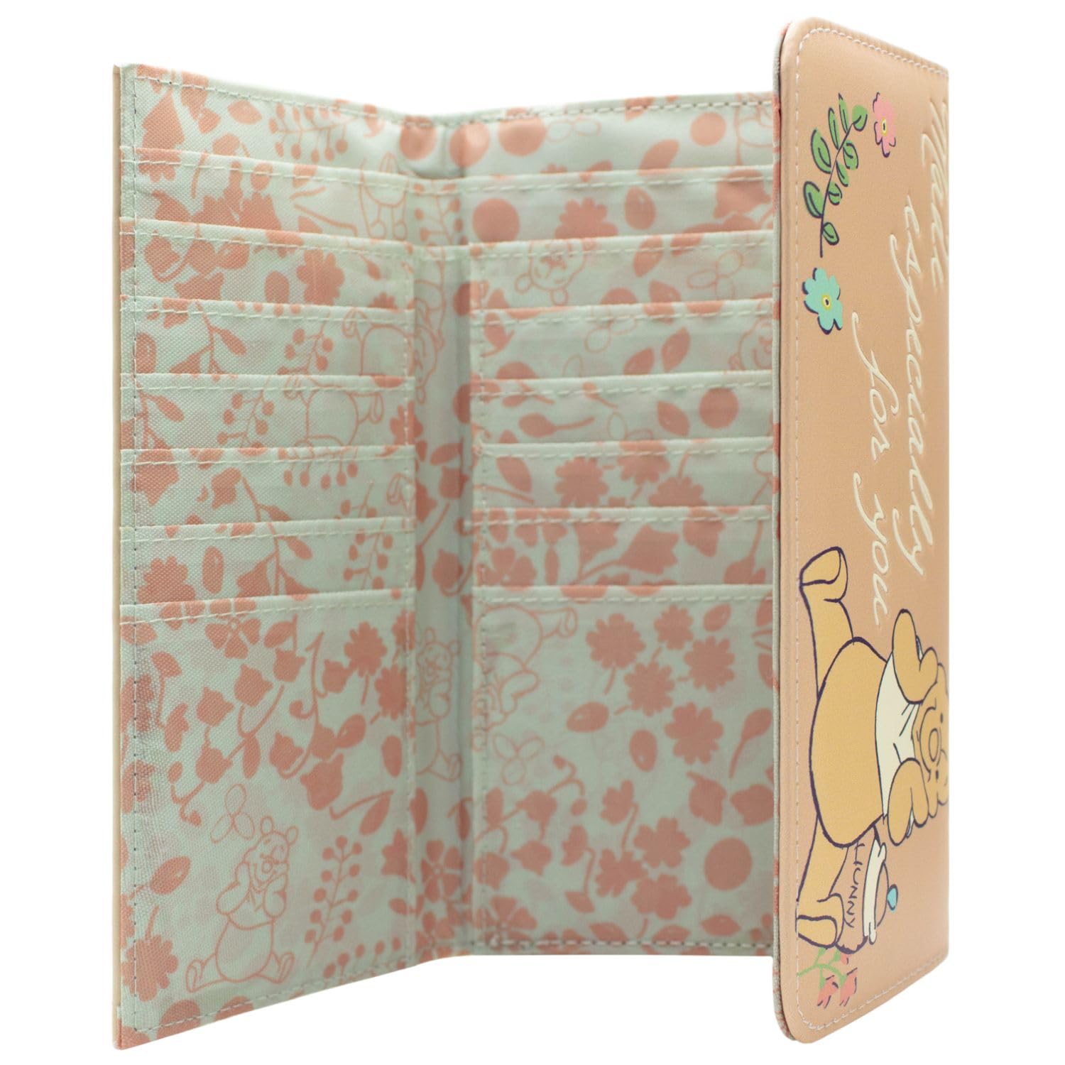 Winnie The Pooh Honeycomb Design Tri-Fold Wallet with Coin Pocket & Card Slots - Orange Cute Disney Purse for Women | Perfect for Disney Fans, Daily Use & Gift Giving