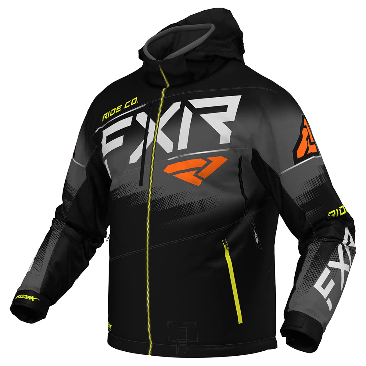 FXR Men's Boost FX Jacket - Waterproof Windproof Snowmobile Jacket with Hi-Vis Reflective Strips (Black/Charcoal/Orange, Medium) - Ideal for Snowmobiling, Motorcycling & Winter Outdoor Activities