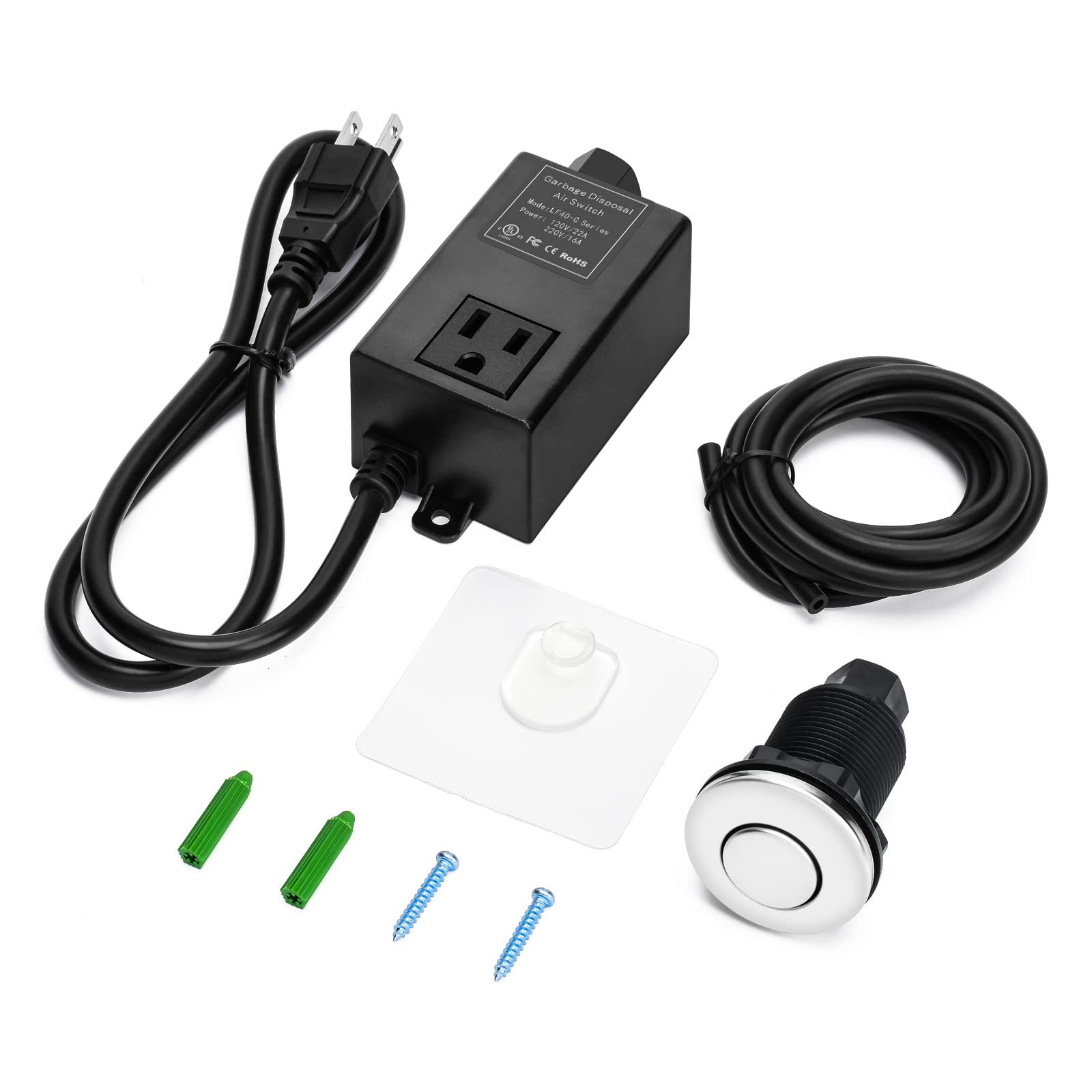 Briidea Stainless Steel SinkTop Garbage Disposal Air Switch Kit - Polished Short Air Button for Easy Waste Disposal | Perfect for Kitchen Sink, Home Renovation & DIY Installation