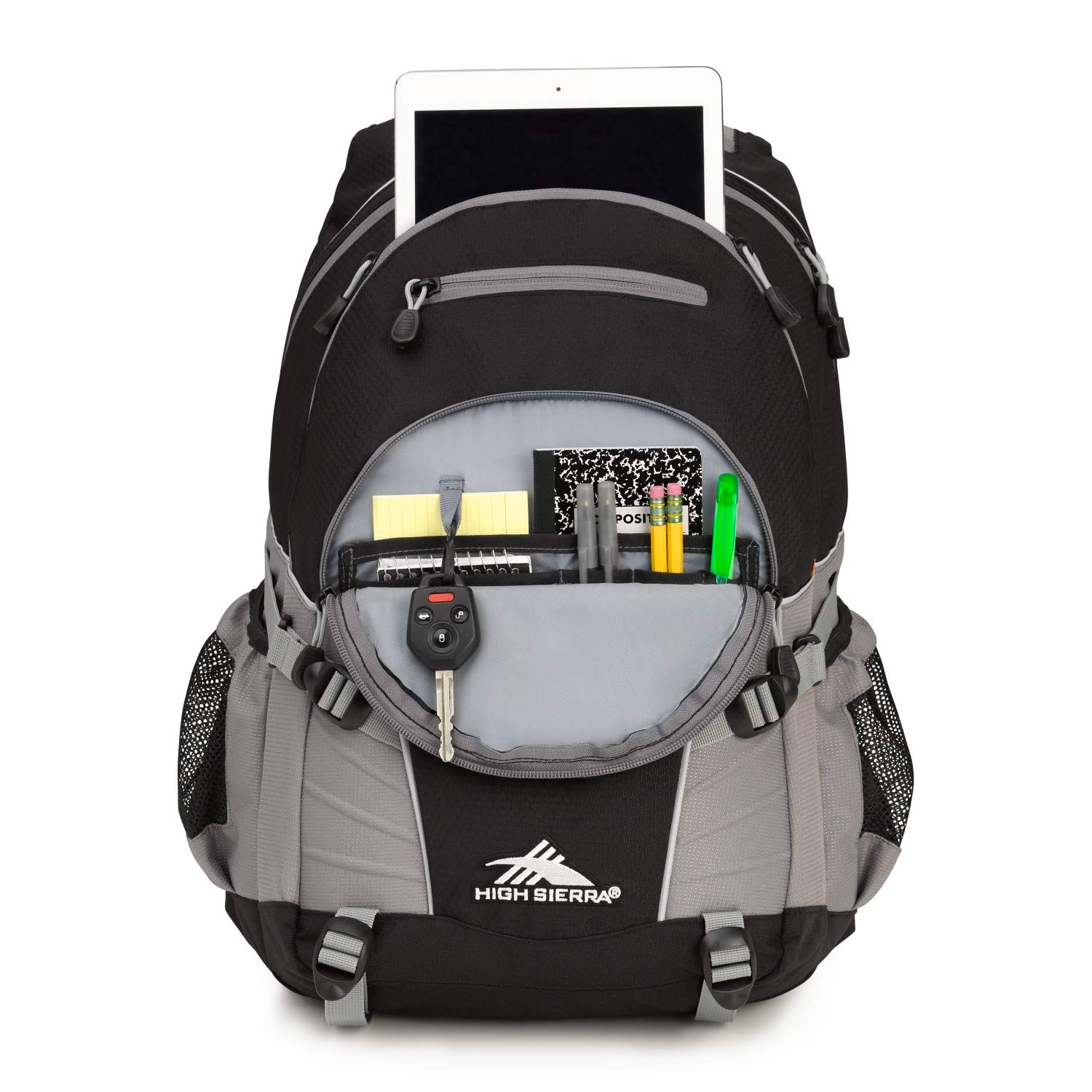 High Sierra Loop Backpack - Durable Travel & Work Laptop Backpack with Tablet Sleeve, One Size Fits All, Black/Charcoal - Perfect for Commuting, School & Outdoor Adventures