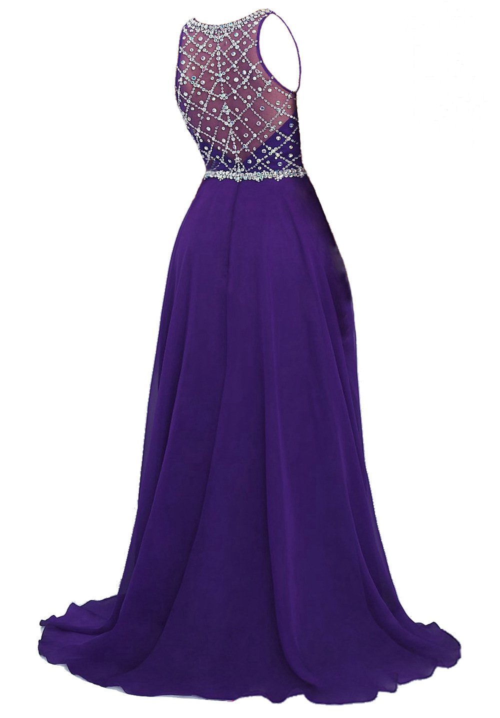 Elegant Sheer Neck Chiffon Prom Dress for Women - Long Formal Evening Gown for Homecoming, Ball, and Special Occasions