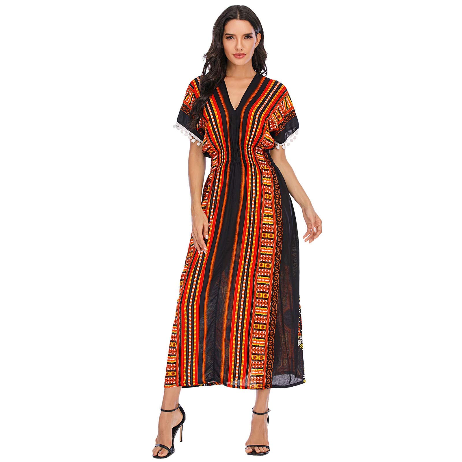 Sexy Black Bohemian Fringe Maxi Dress for Women - Plus Size Beach Holiday Long Dress with Skirt | Perfect for Spring Vacations, Music Festivals & Summer Parties