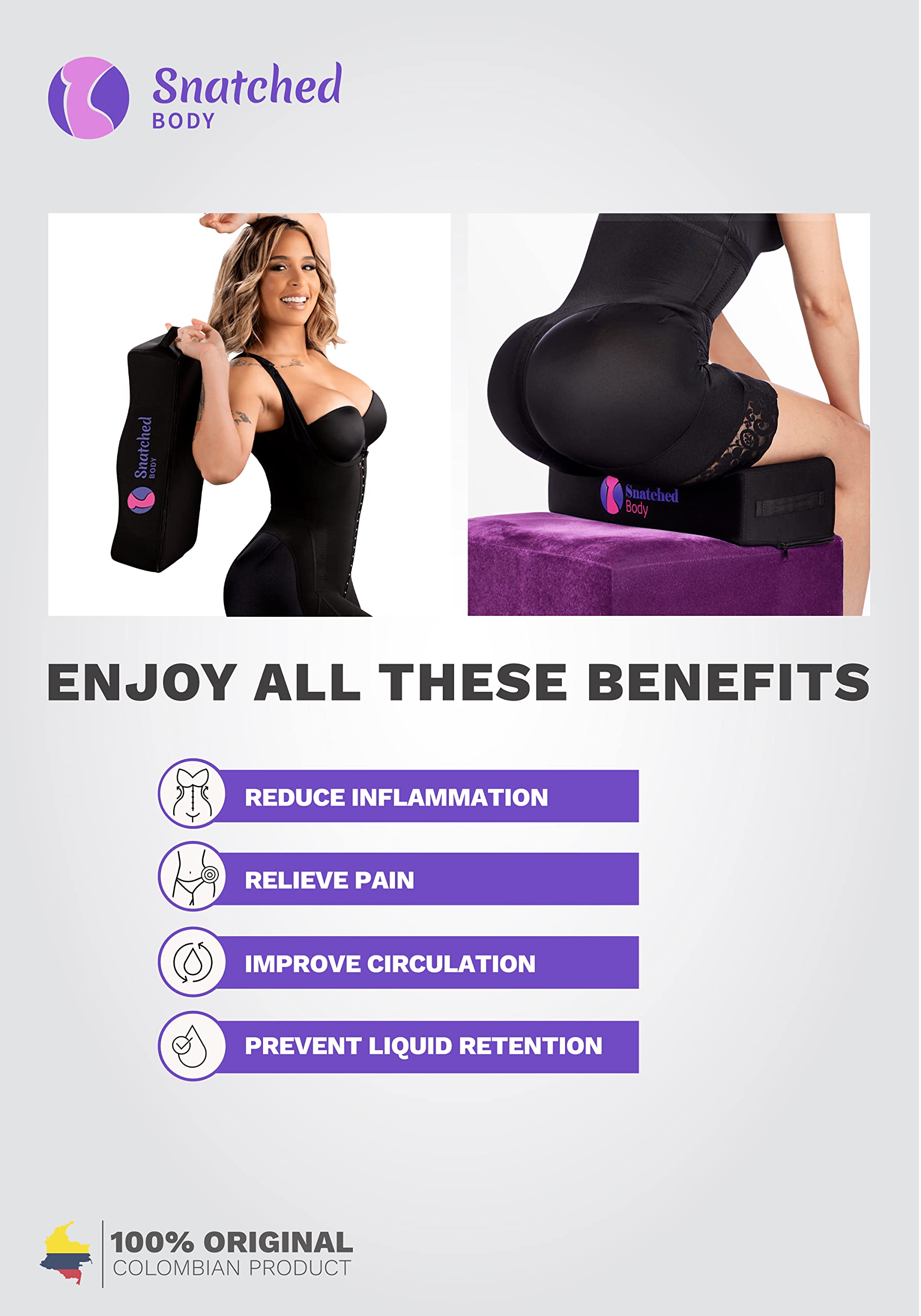 BBL Pillow for Post-Surgery Recovery with Lipo Foam & Portable P-EZ Urinal - Full Body Lymphatic Drainage Massager for Tummy Tuck, BBL & Lipo Aftercare - Travel & Home Use