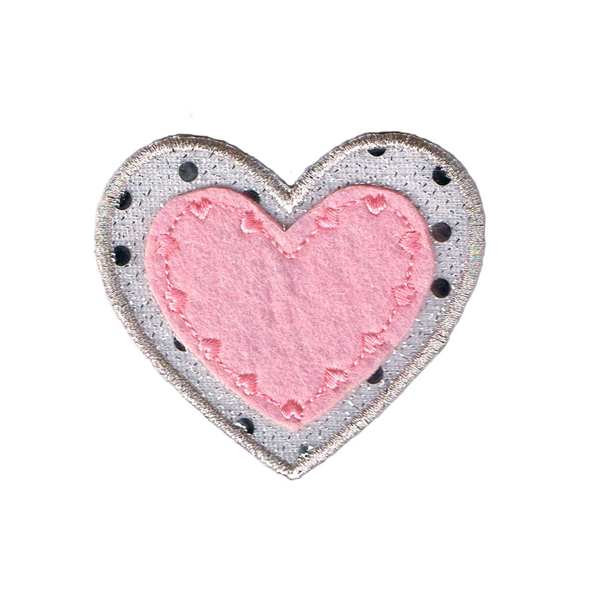 Pink Heart with Sequins Patch - Embroidered Iron-On Applique for DIY Clothing, Bags & Accessories | Love Symbol Badge for Valentine's Day, Gifts & Craft Projects