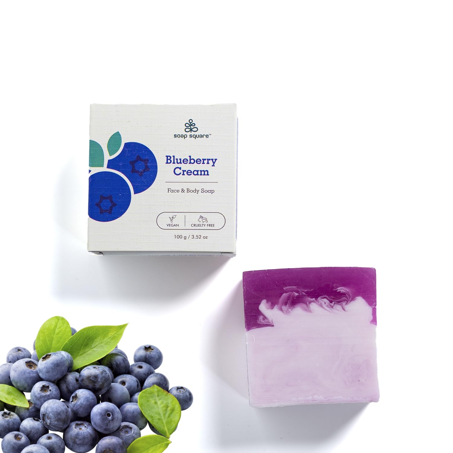 Blueberry Cream Soap Bar - SLS Free, Paraben Free, Vegan & Cruelty-Free Handmade Soap - Freshly Made in India (100g) | Perfect for Sensitive Skin, Daily Cleansing & Luxury Gift Sets