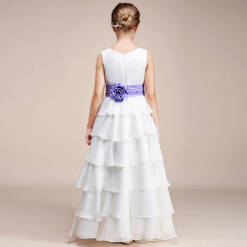 Elegant White Flower Girl Dress for Wedding, Birthday Party & Formal Princess Events - Perfect for Bridal Showers, First Communion & Special Celebrations