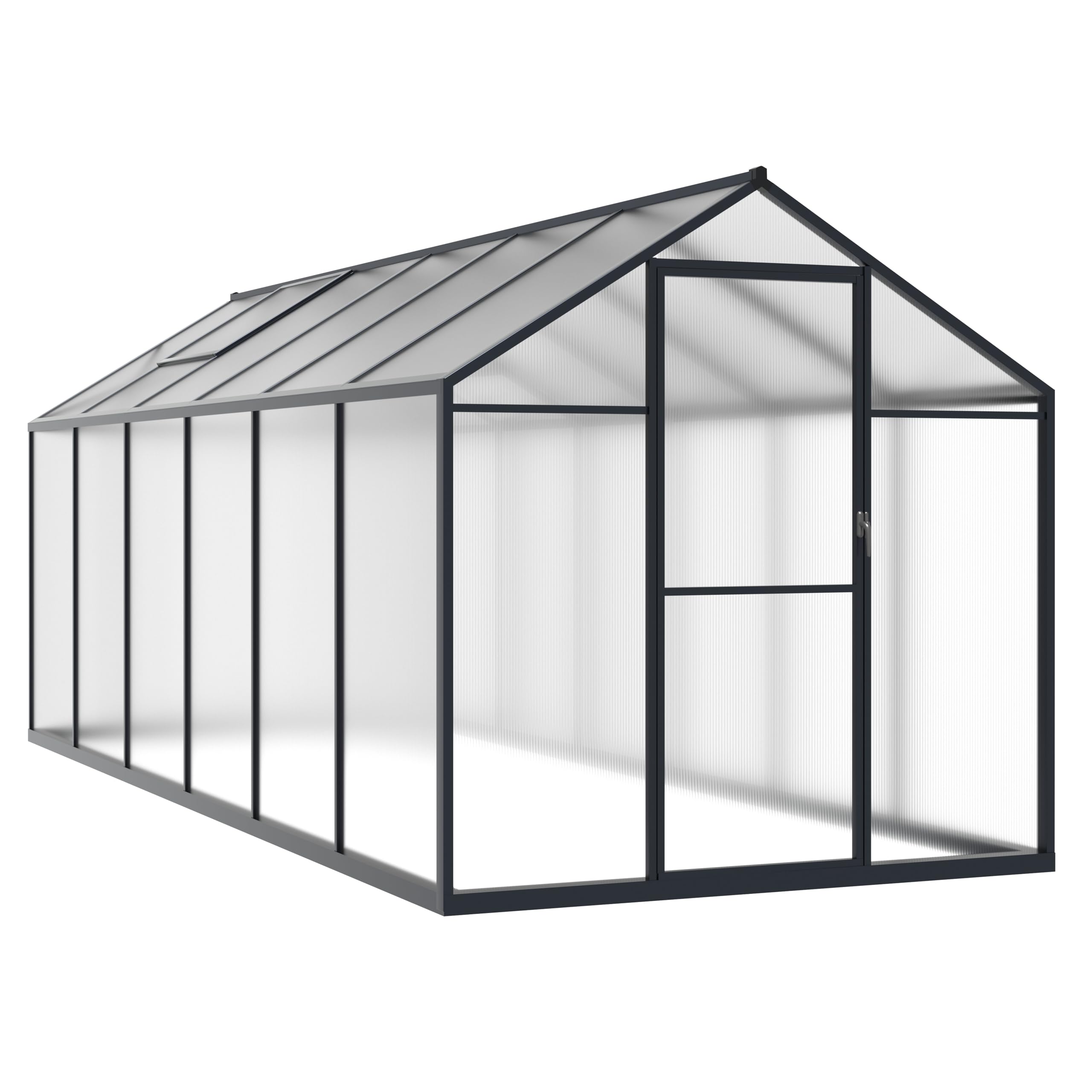6x12 FT Polycarbonate Greenhouse with Aluminum Frame - Lockable Door & Adjustable Roof Vent for Outdoor Gardening, Backyard, Patio - MUPATER Grey