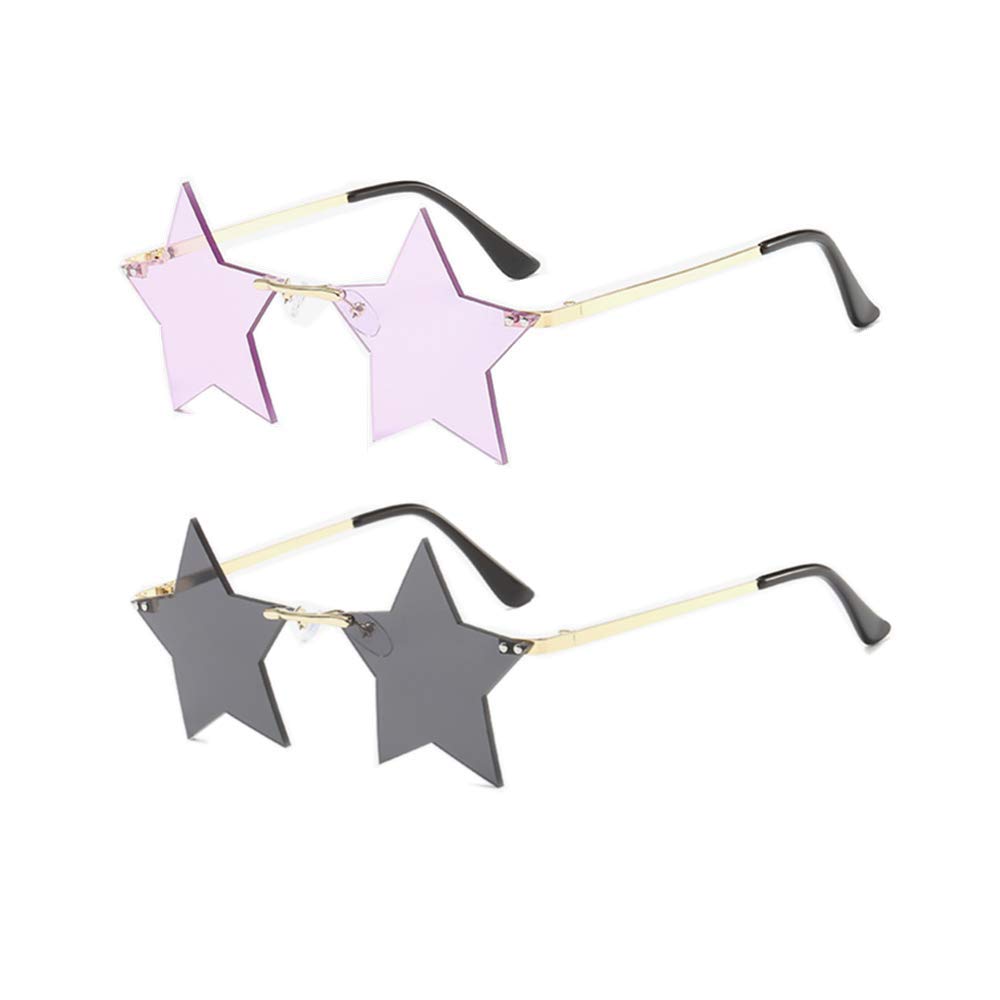 Star-Shaped Rimless Sunglasses for Women & Men - Trendy Pentagram Design Party Glasses - Fashionable Streetwear Eyewear for Concerts, Festivals & Outdoor Events