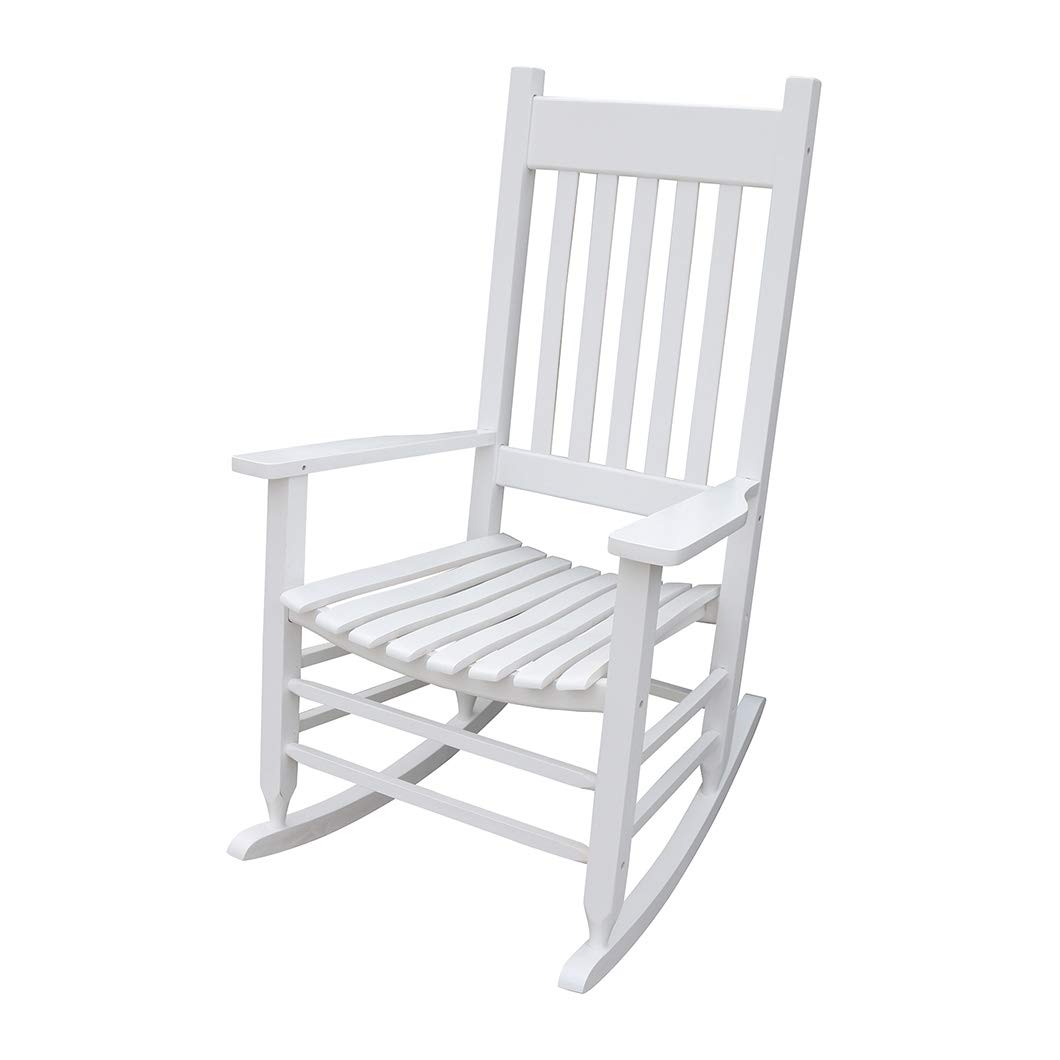 Comfortable Wooden Rocking Chair for Indoor & Outdoor Use - High Back Porch Rocker with Ergonomic Design - Perfect for Living Room, Nursery, Patio or Garden Relaxation