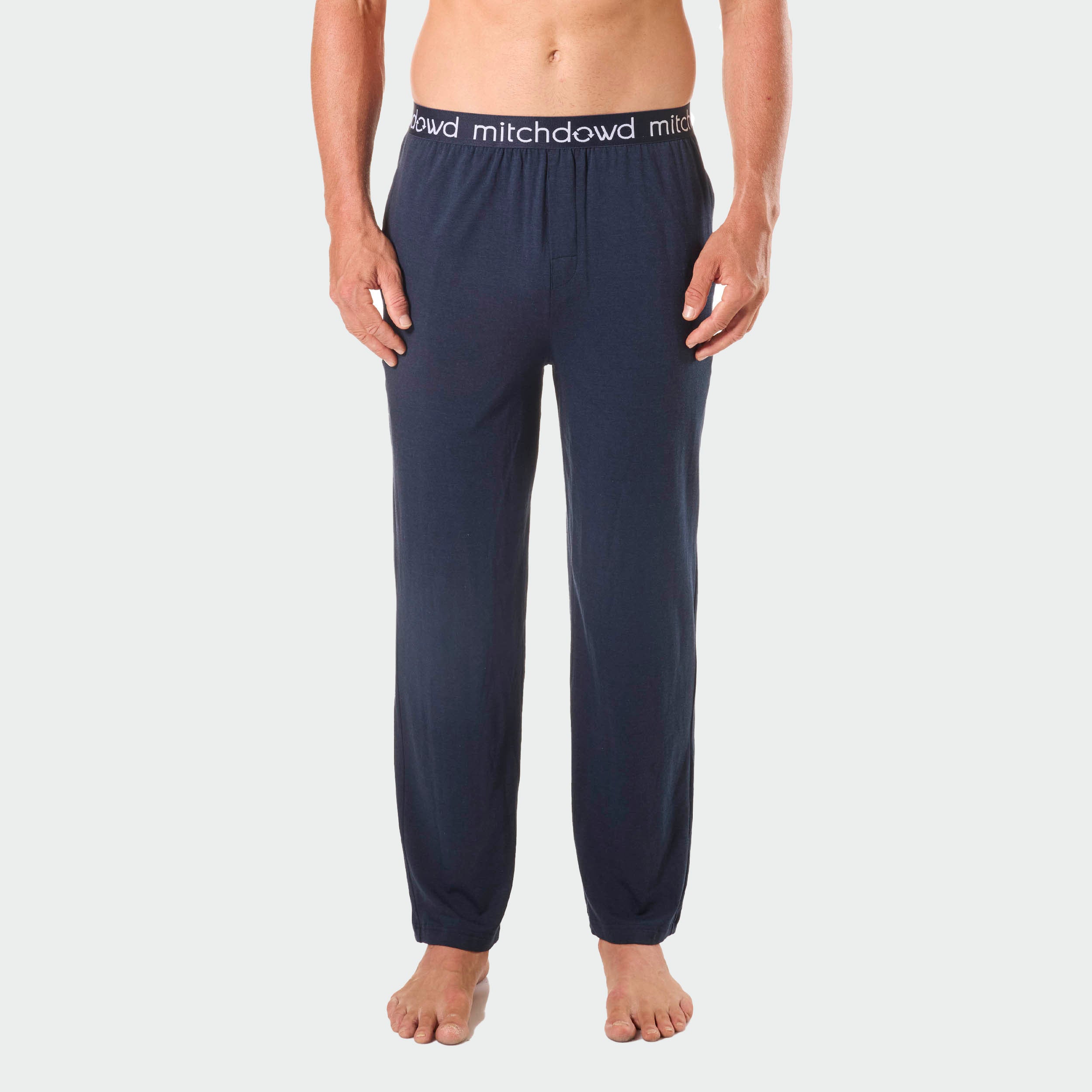 Men's Soft Bamboo Knit Sleep Pants - Navy Blue | Comfortable Lounge Pajama Bottoms for Relaxing at Home & Travel