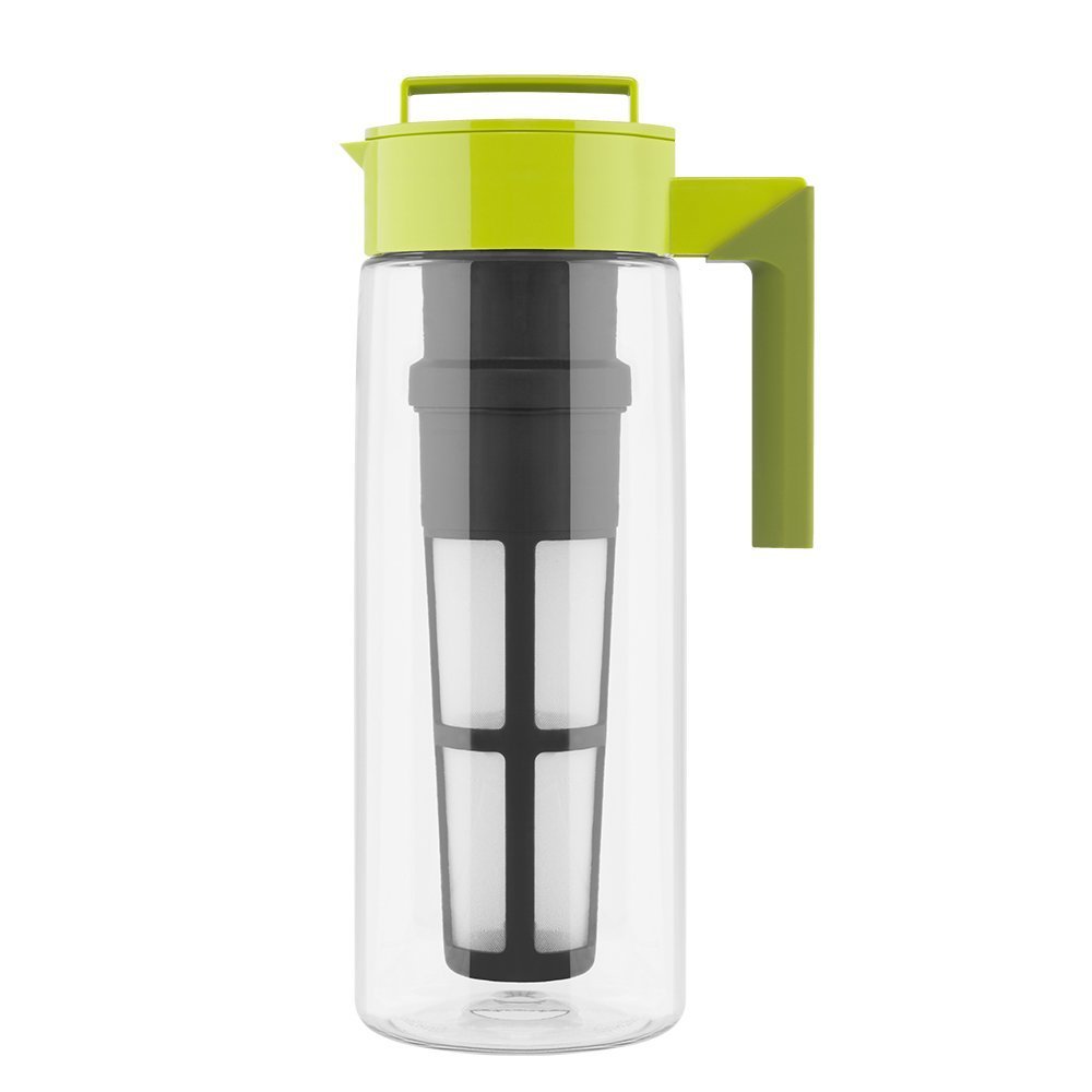 Takeya Flash Chill Iced Tea Maker - 2 Quart Airtight Tea Pitcher with Silicone Handle | Leakproof & Lightweight Tea Infuser | Patented Flash Chill Technology | Durable Avocado Green Pitcher for Home, Office & Outdoor Use
