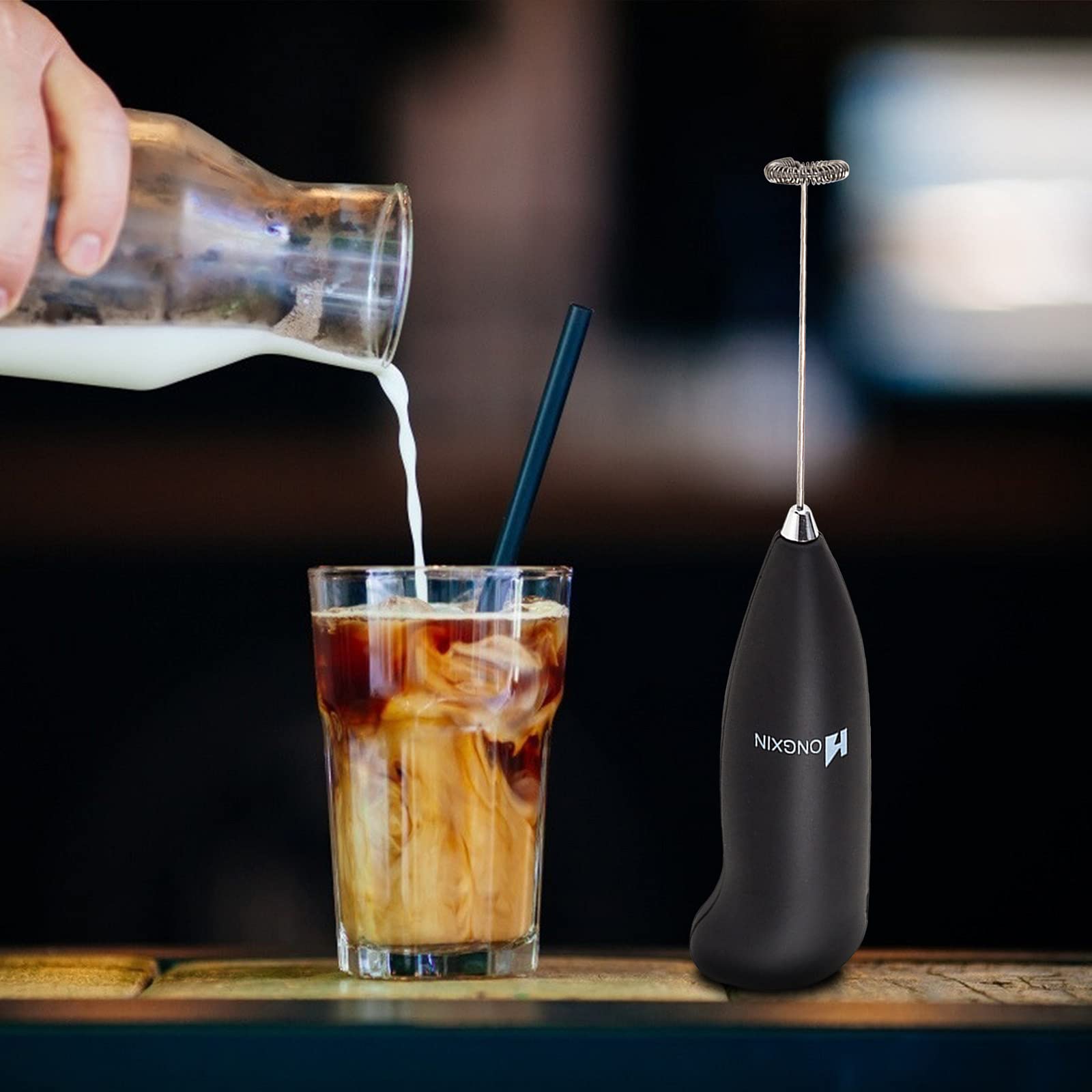 Ywbaw Electric Milk Frother - Handheld Mini Whisk for Lattes, Cappuccino, Hot Chocolate & Matcha | Stainless Steel Drink Mixer | Perfect for Coffee Shops, Home Kitchen & Office Use